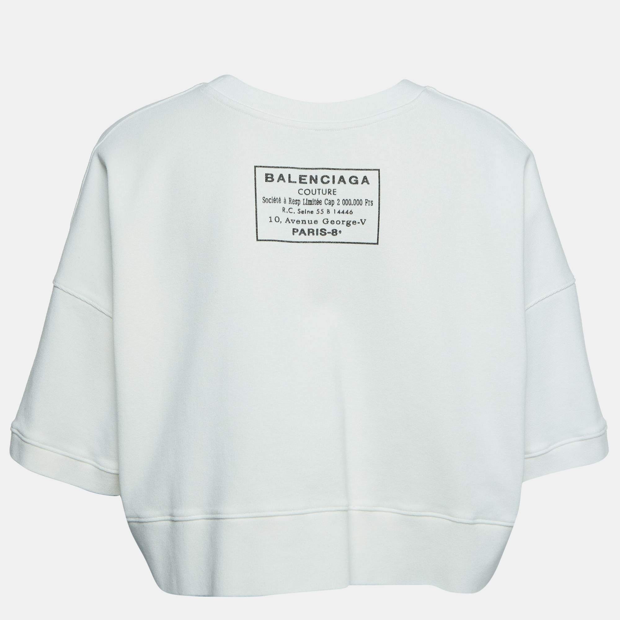 

Balenciaga Off-White Cotton Cropped Half Sleeve Sweatshirt