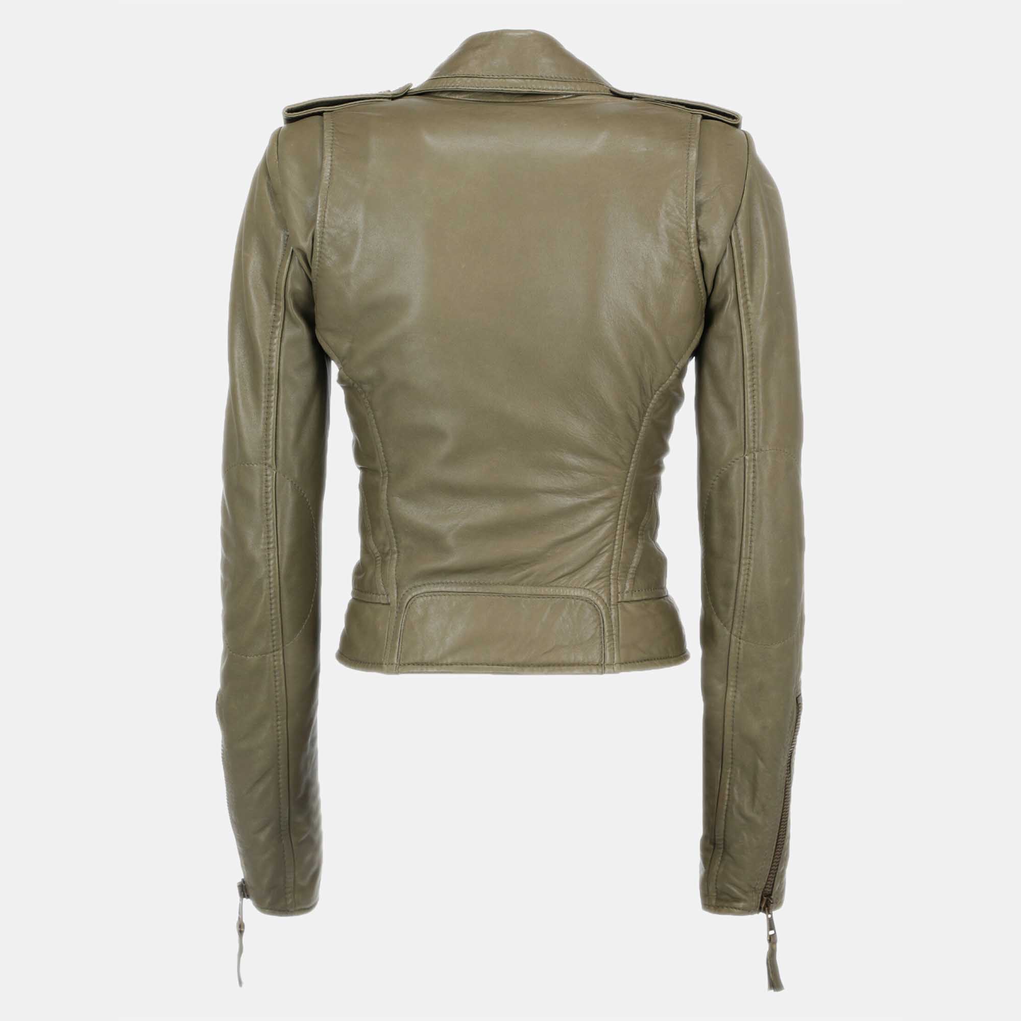 

Balenciaga Women's Leather Biker Jacket - Green