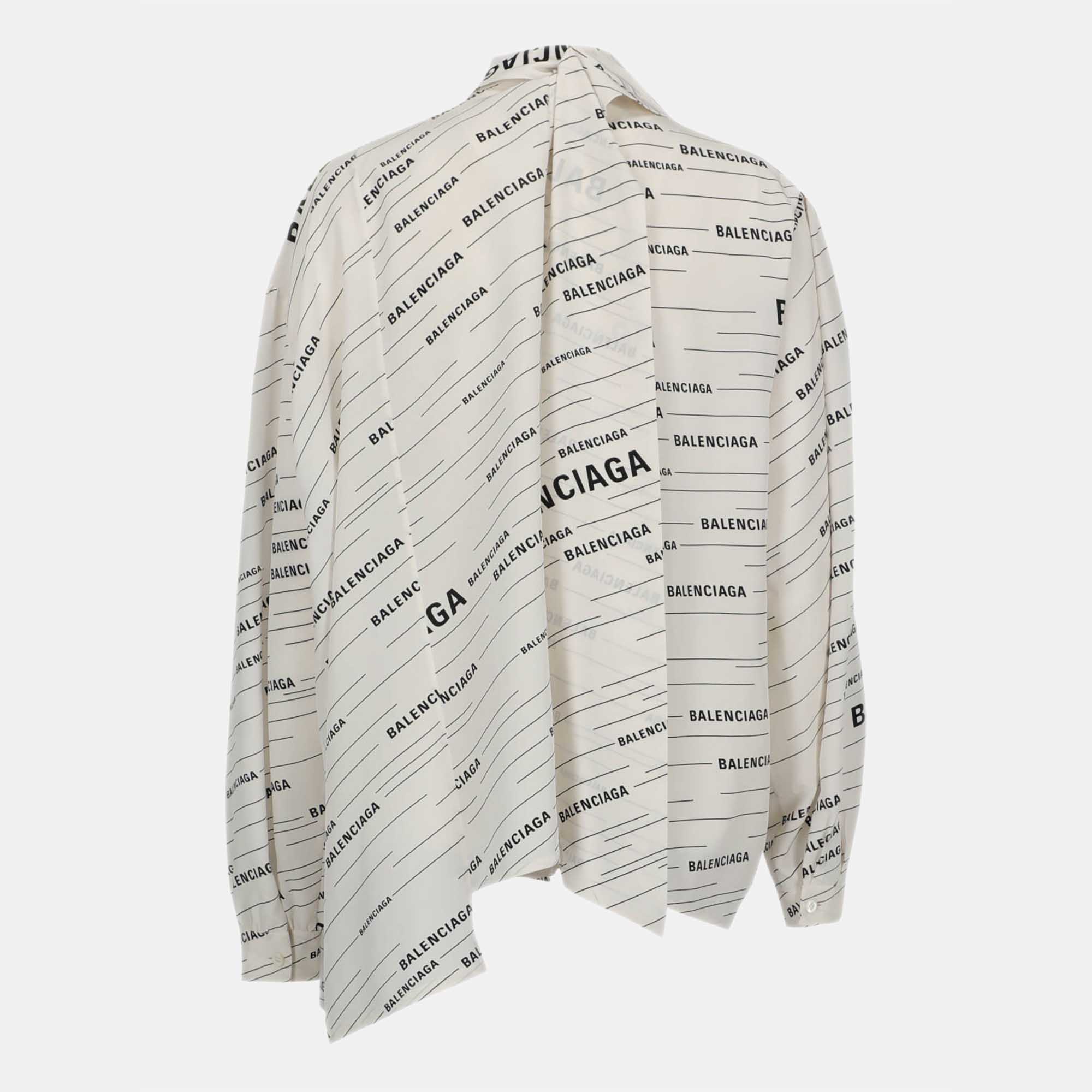 

Balenciaga Women's Silk Shirt - Black, Beige