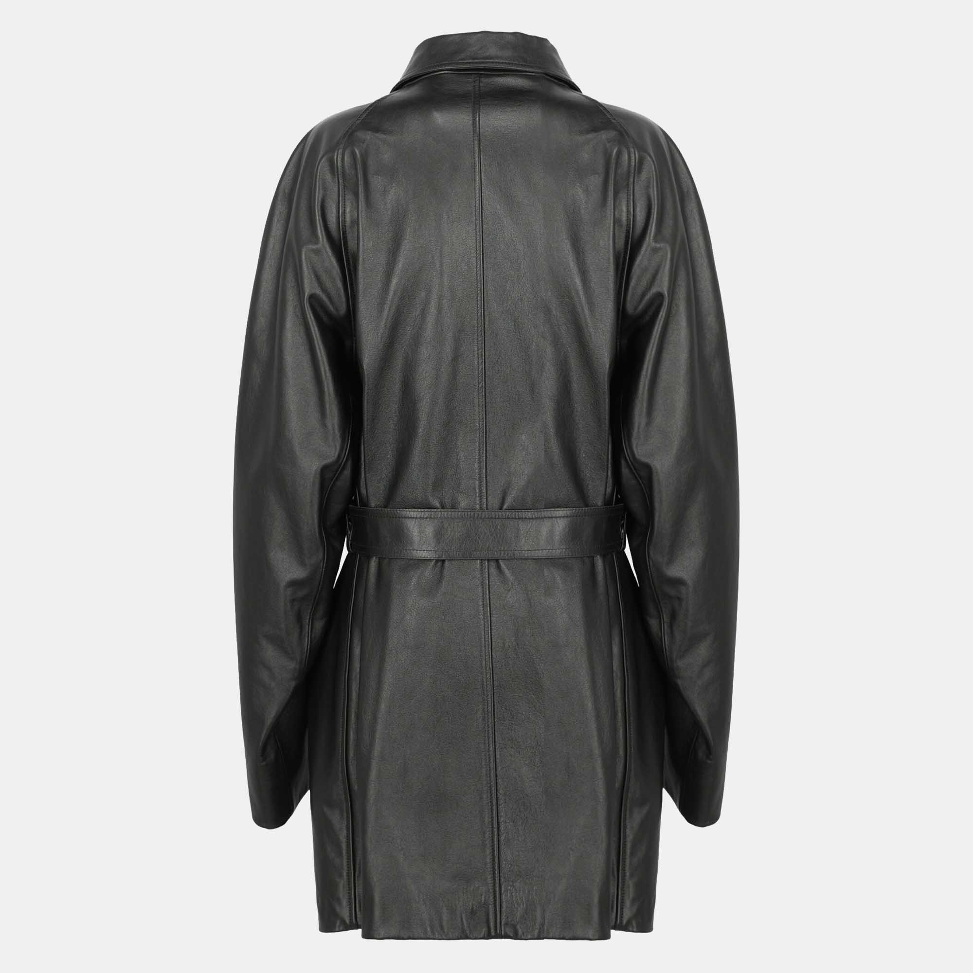 

Balenciaga Women' Leather Raincoat - Black