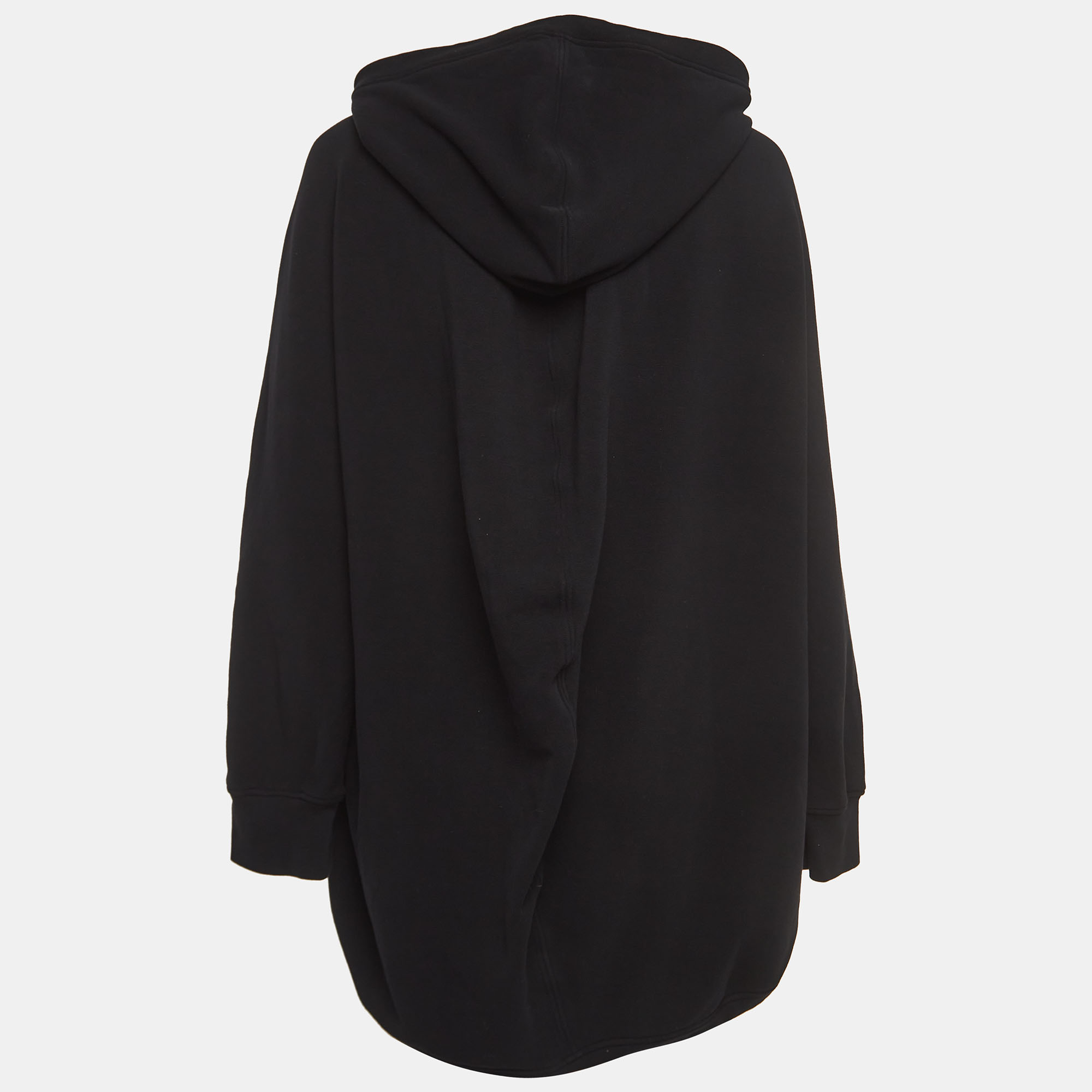 

Balenciaga Black Logo Print Cotton Oversize Hooded Sweatshirt