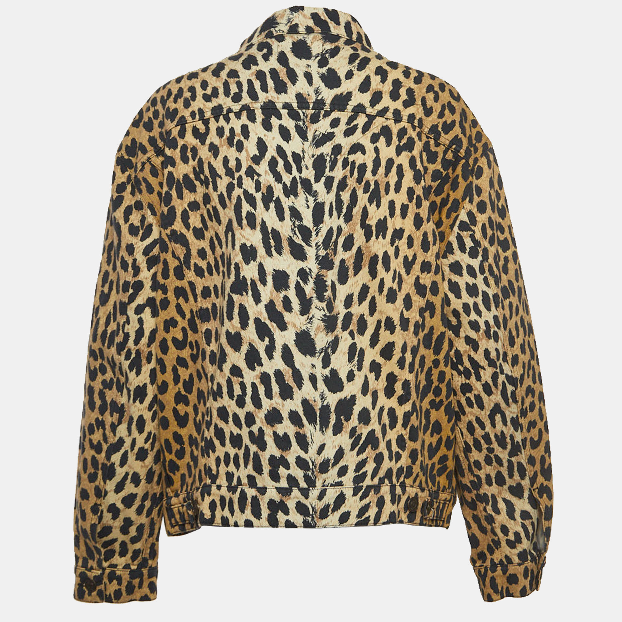 

Balenciaga Brown Leopard Print Denim Oversized Jacket