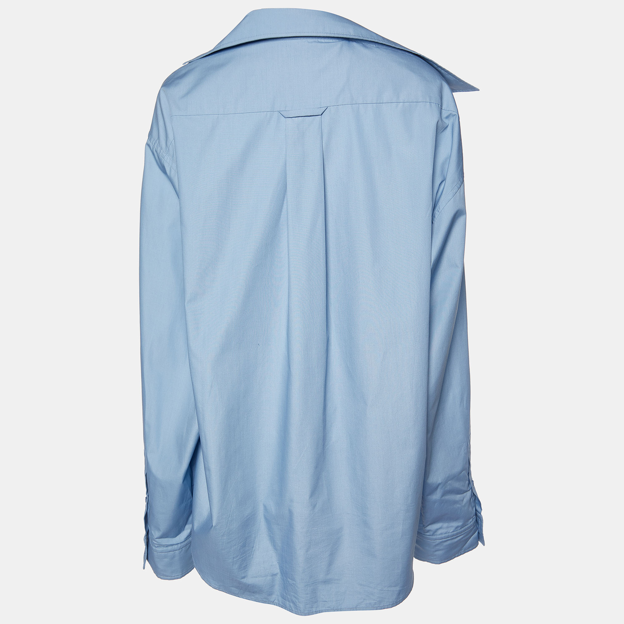 

Balenciaga Blue Cotton Blend Asymmetric Oversized Shirt