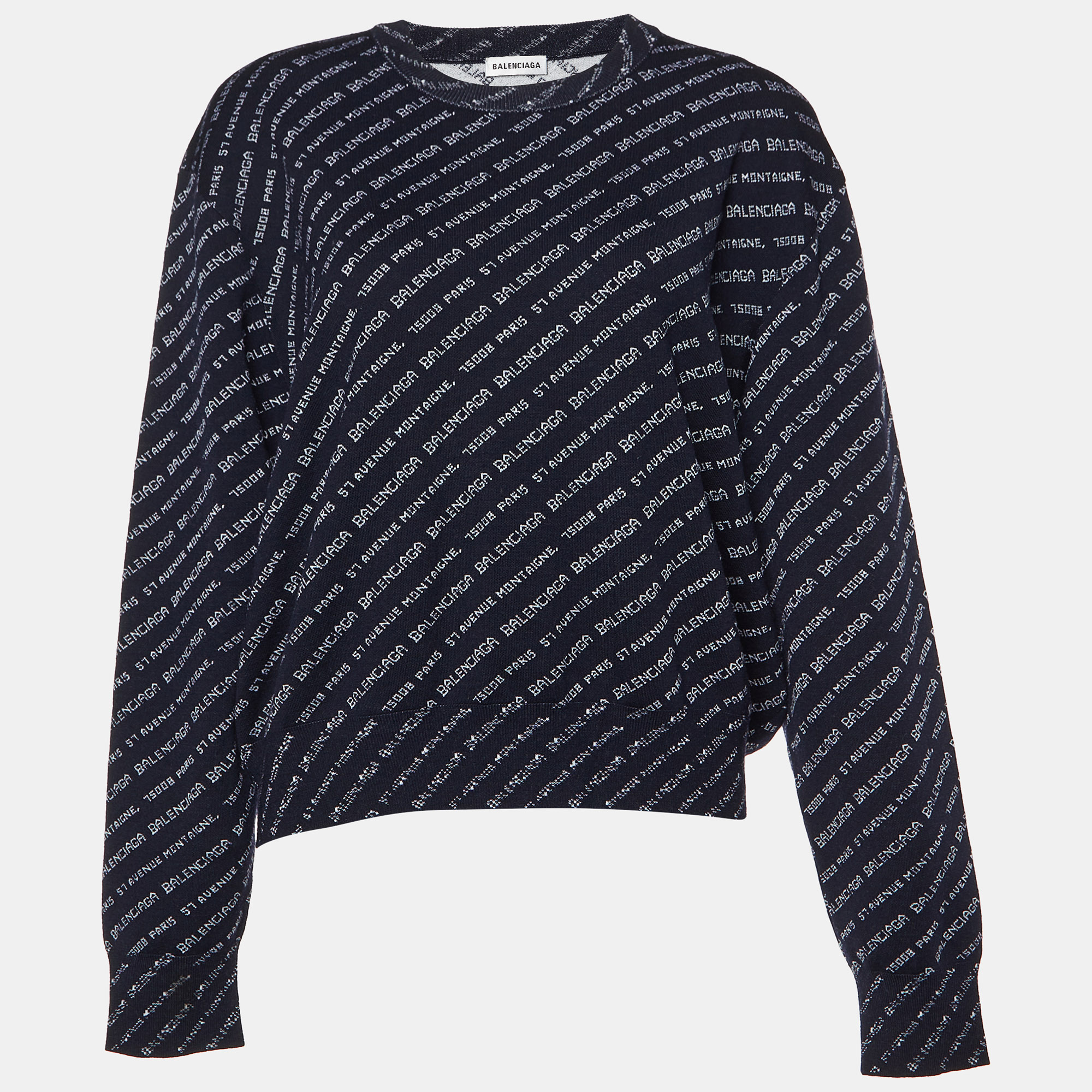 

Balenciaga Navy Blue Patterned Wool Sweater