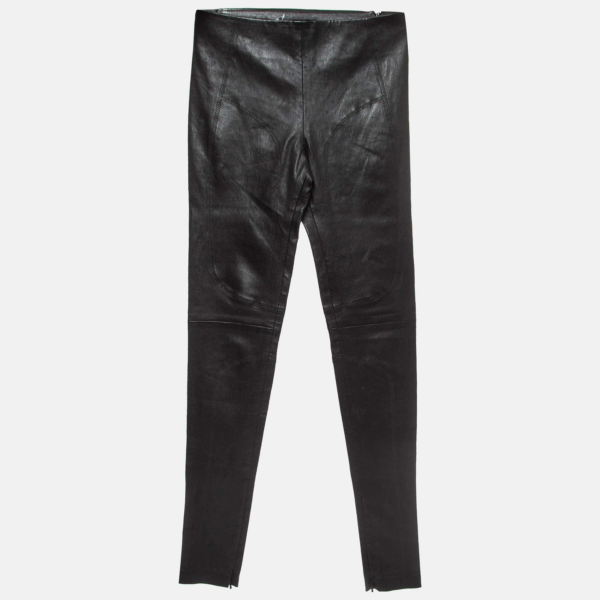 

Balenciaga Black Leather Skinny Trousers