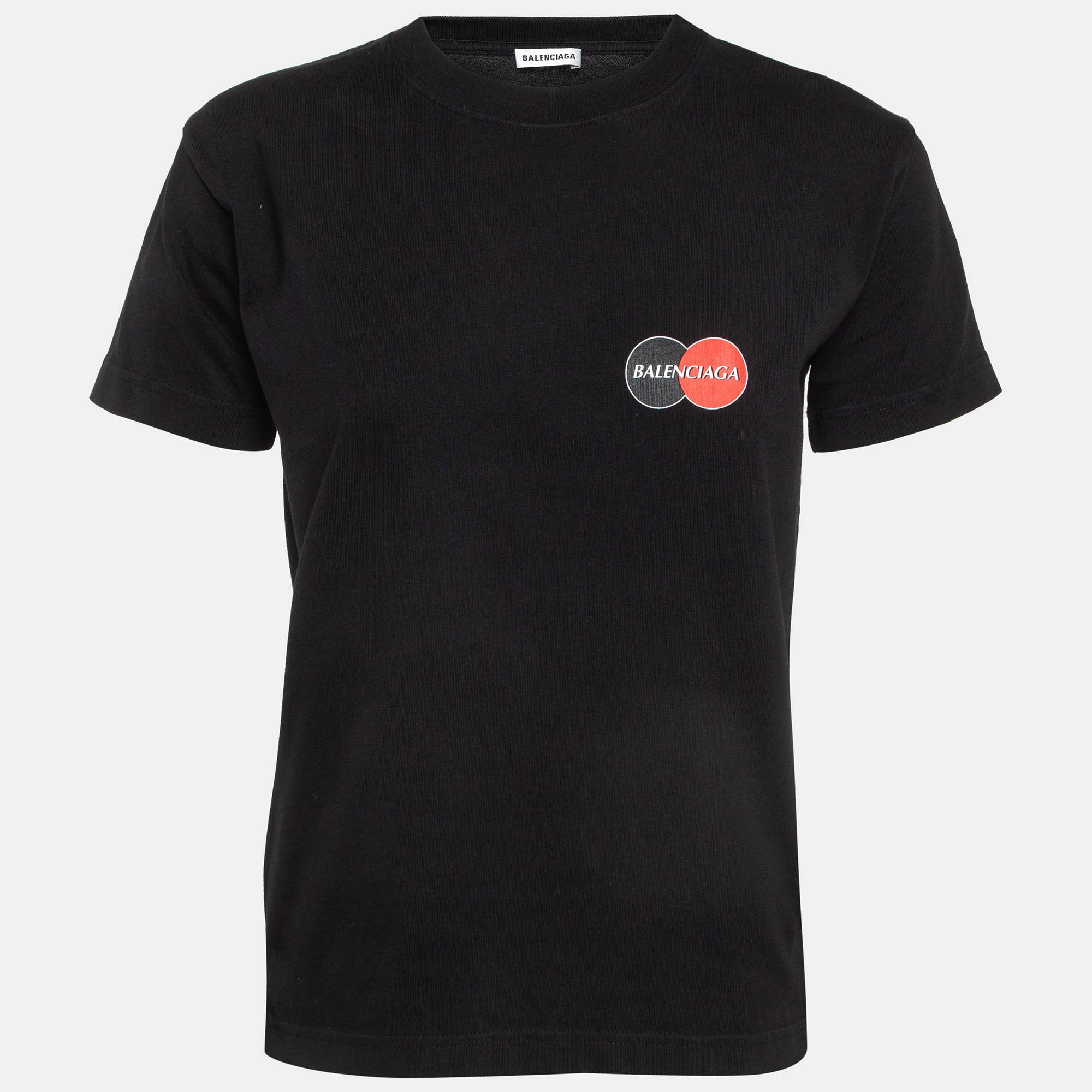 Pre-owned Balenciaga Black Logo Print Cotton T-shirt L