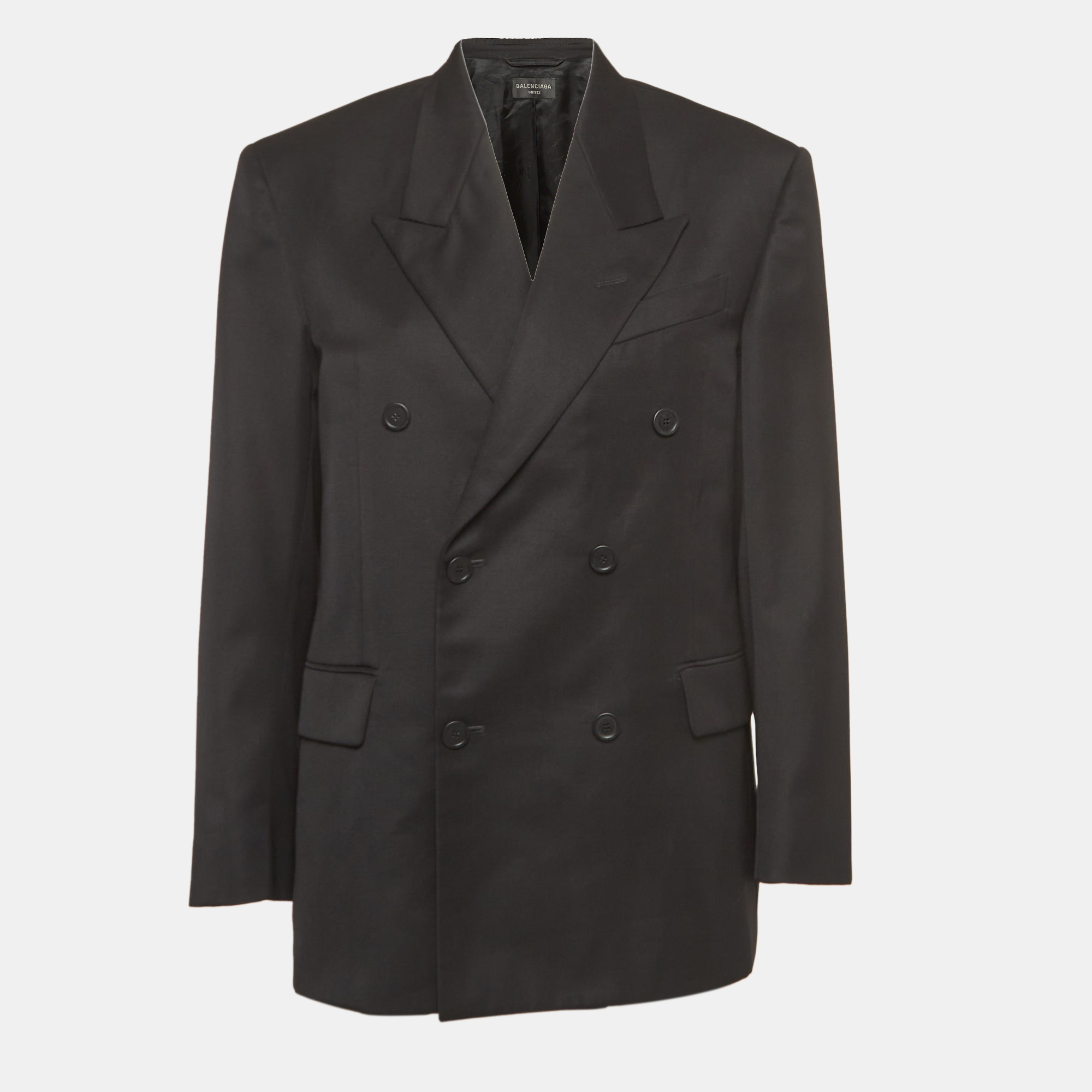 

Balenciaga Black Wool Twill Double Breasted Jacket XS