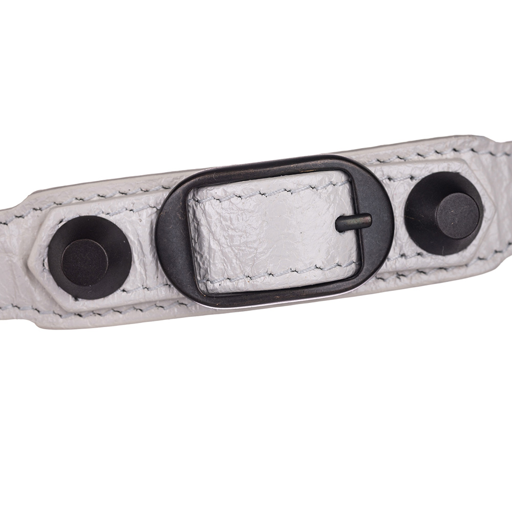 

Balenciaga Black/White Leather Classic Arena Wrap Bracelet