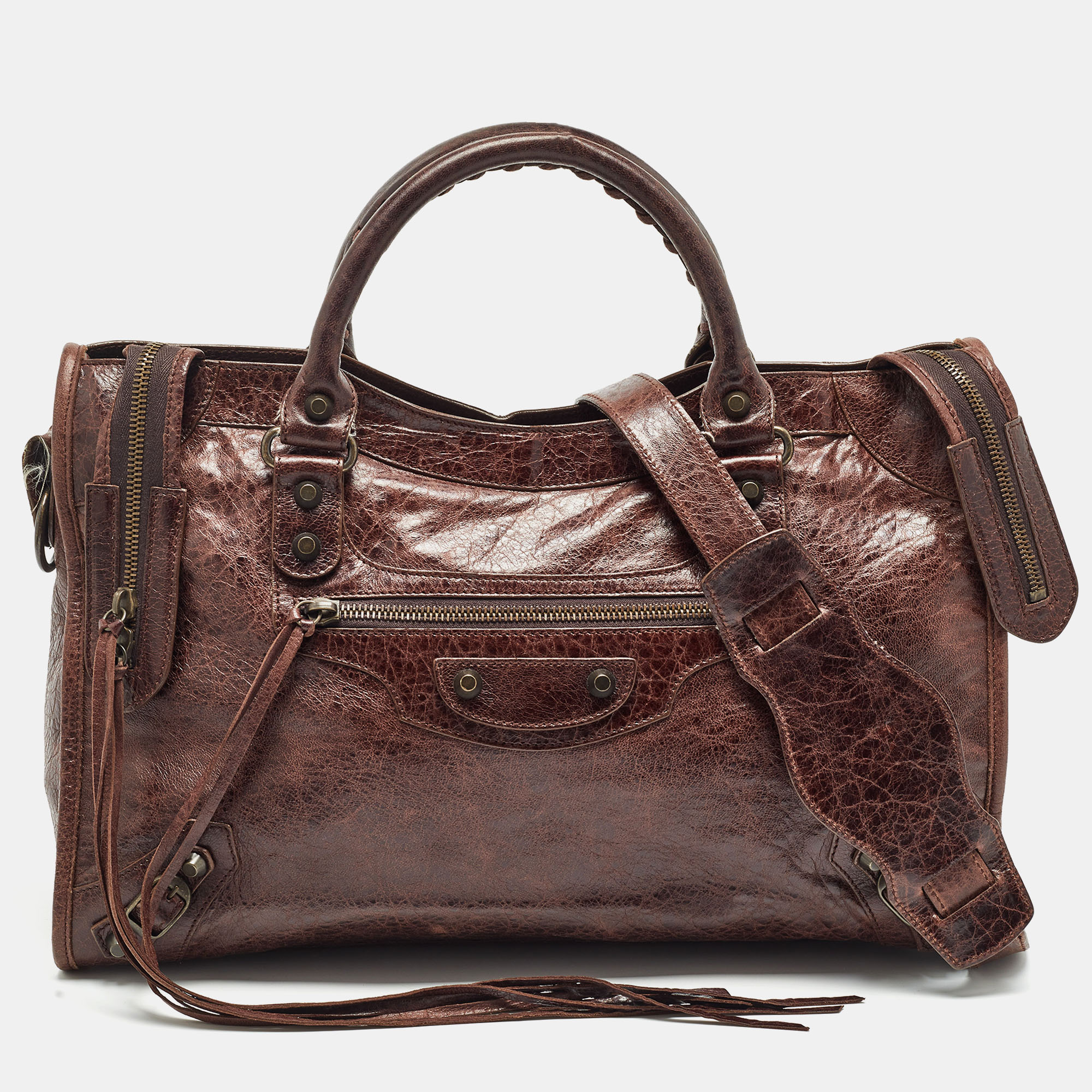 

Balenciaga Burgundy Leather Classic Hardware Motorcycle City Bag