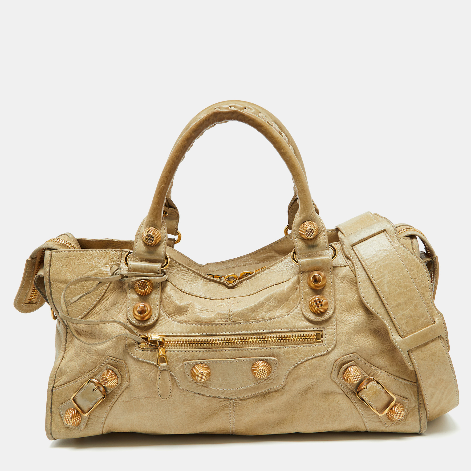 

Balenciaga Latte Leather GGH Part Time Bag, Beige