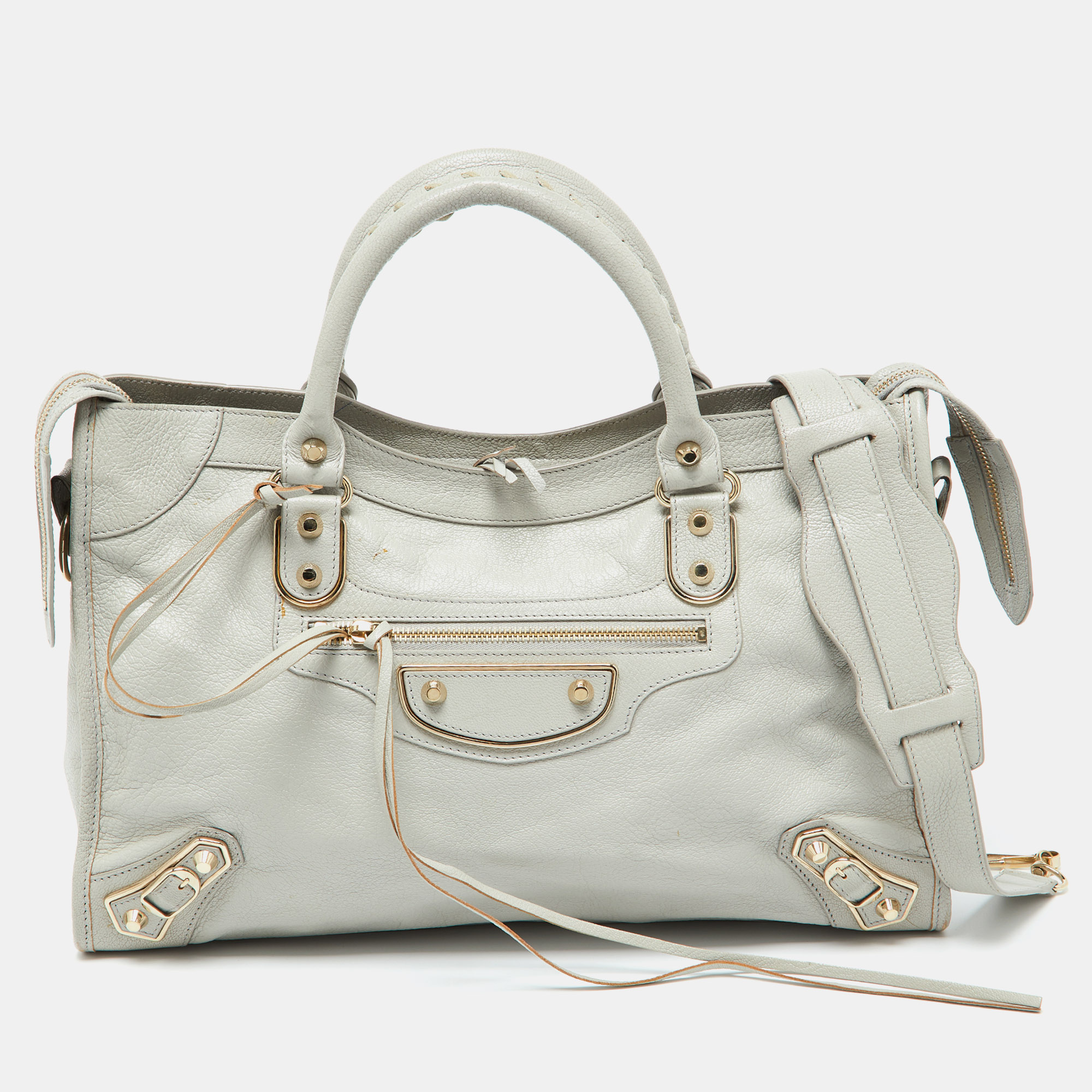 

Balenciaga Gris Glace Leather Classic Metallic Edge City Tote, Grey