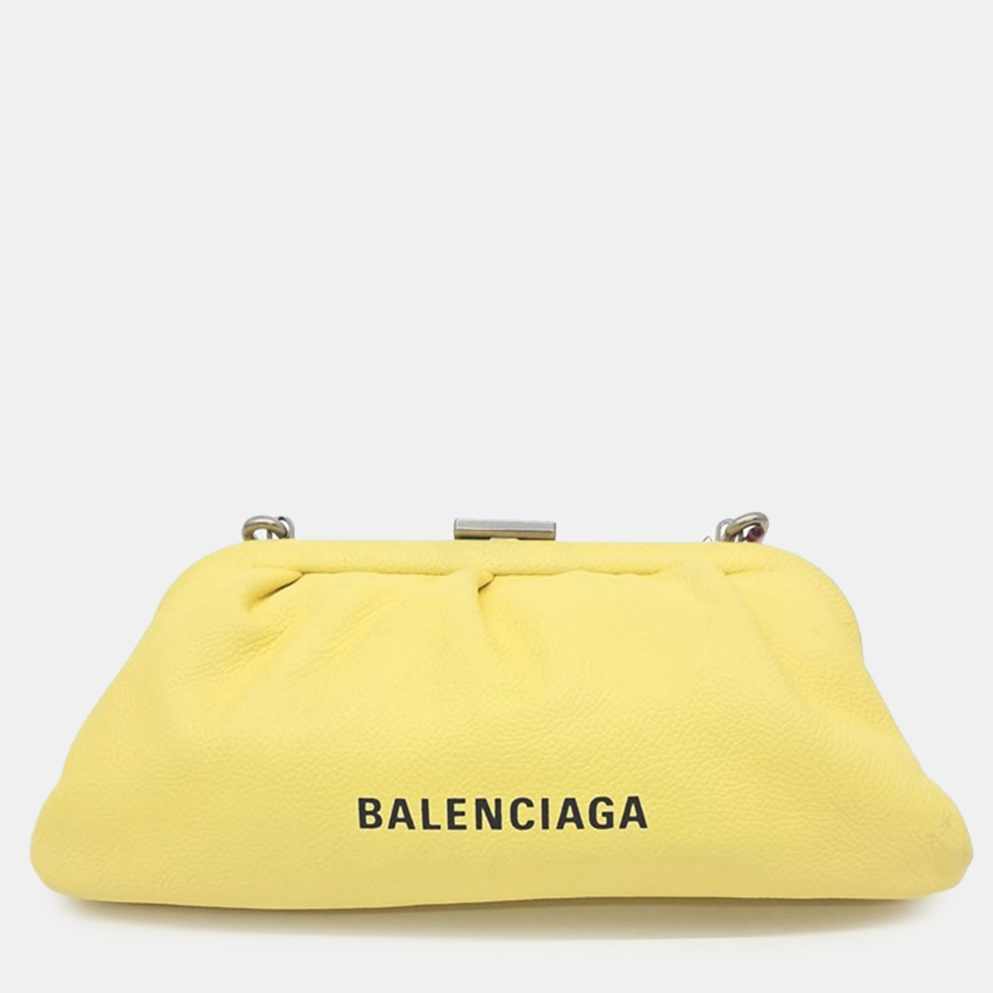 Pre-owned Balenciaga Cloud Xs Clutch Bag In Yellow