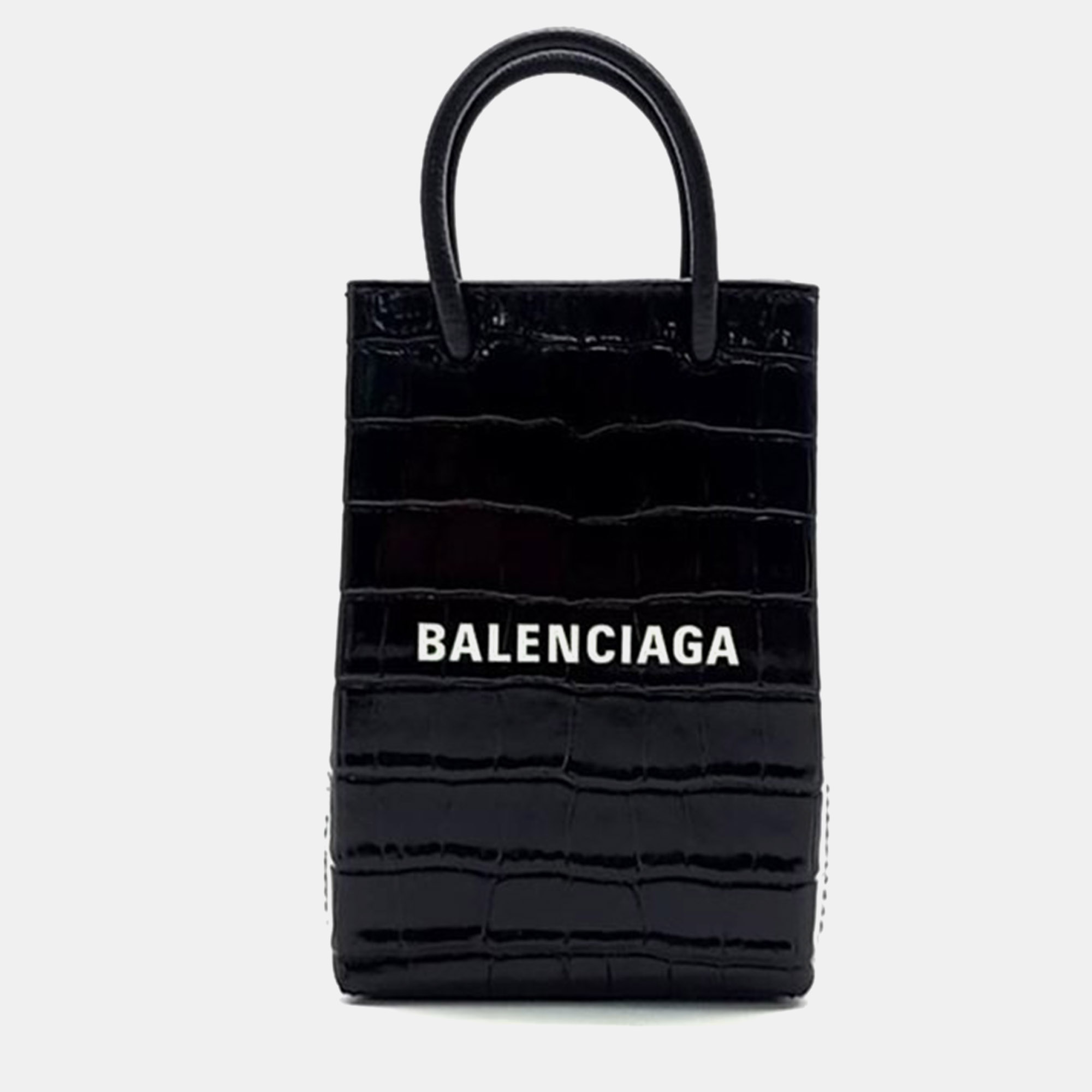 

Balenciaga shopping phone holder bag, Black