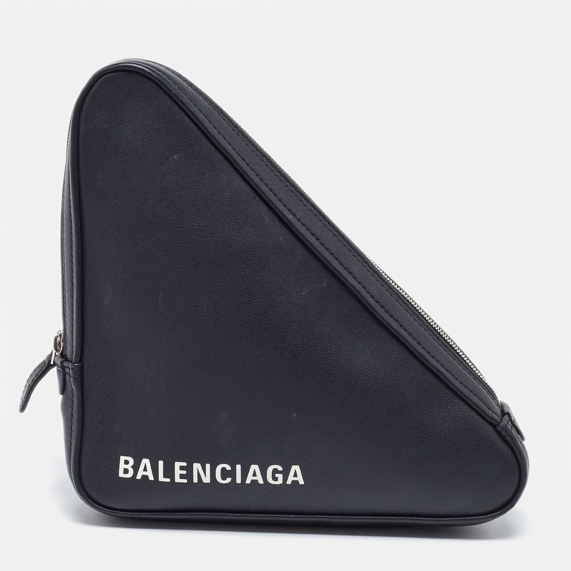 

Balenciaga Black Leather Triangle Pouch