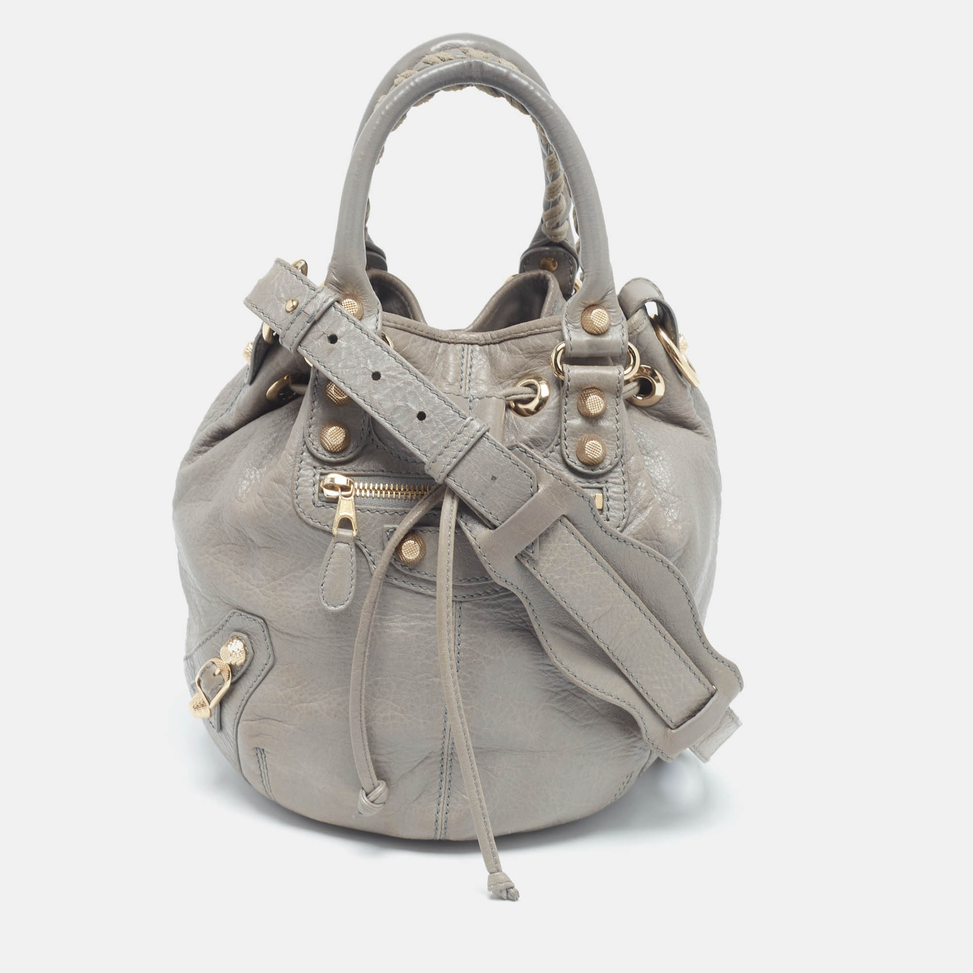 

Balenciaga Grey Leather RH Pompon Bag