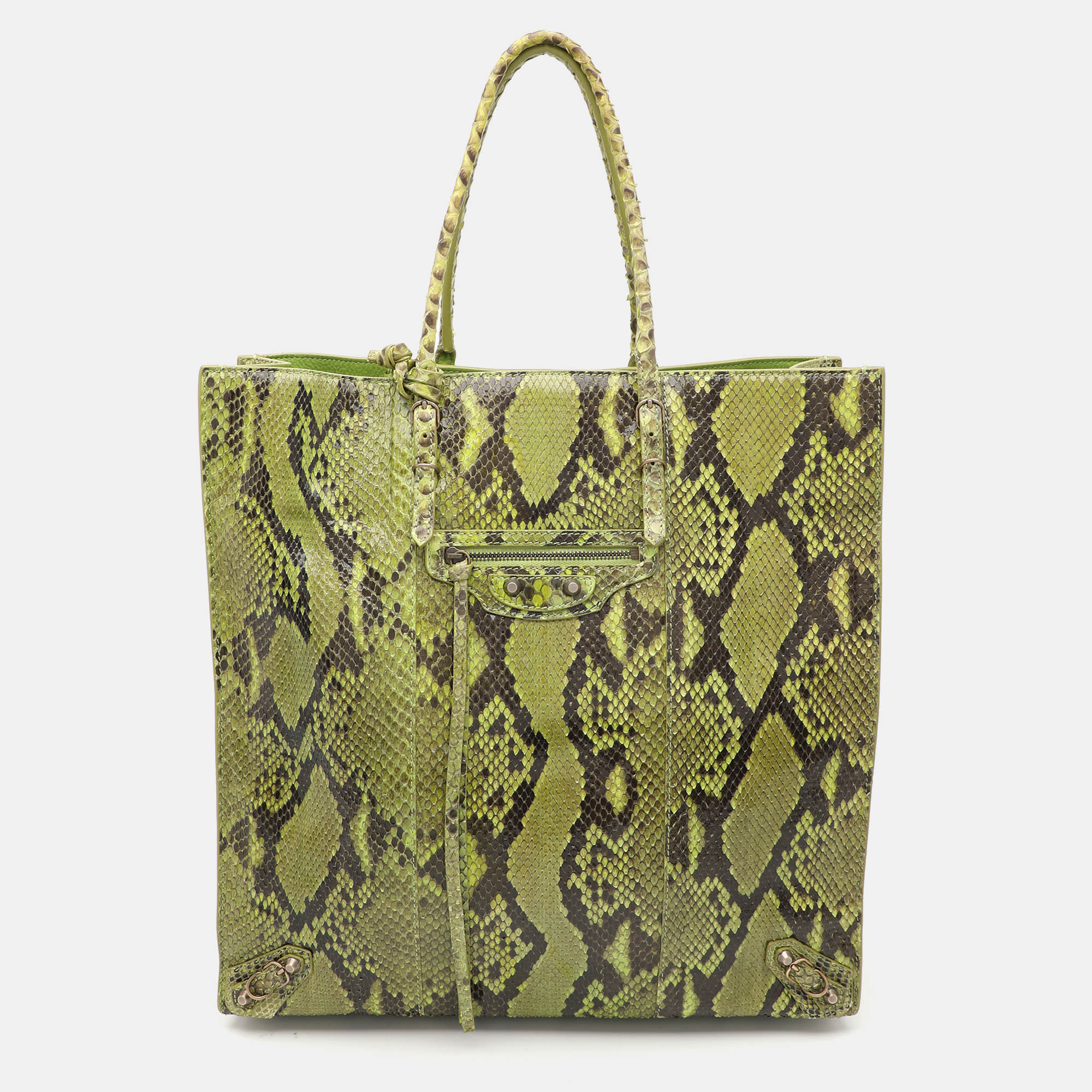 

Balenciaga Green Python Papier Ledger Tote