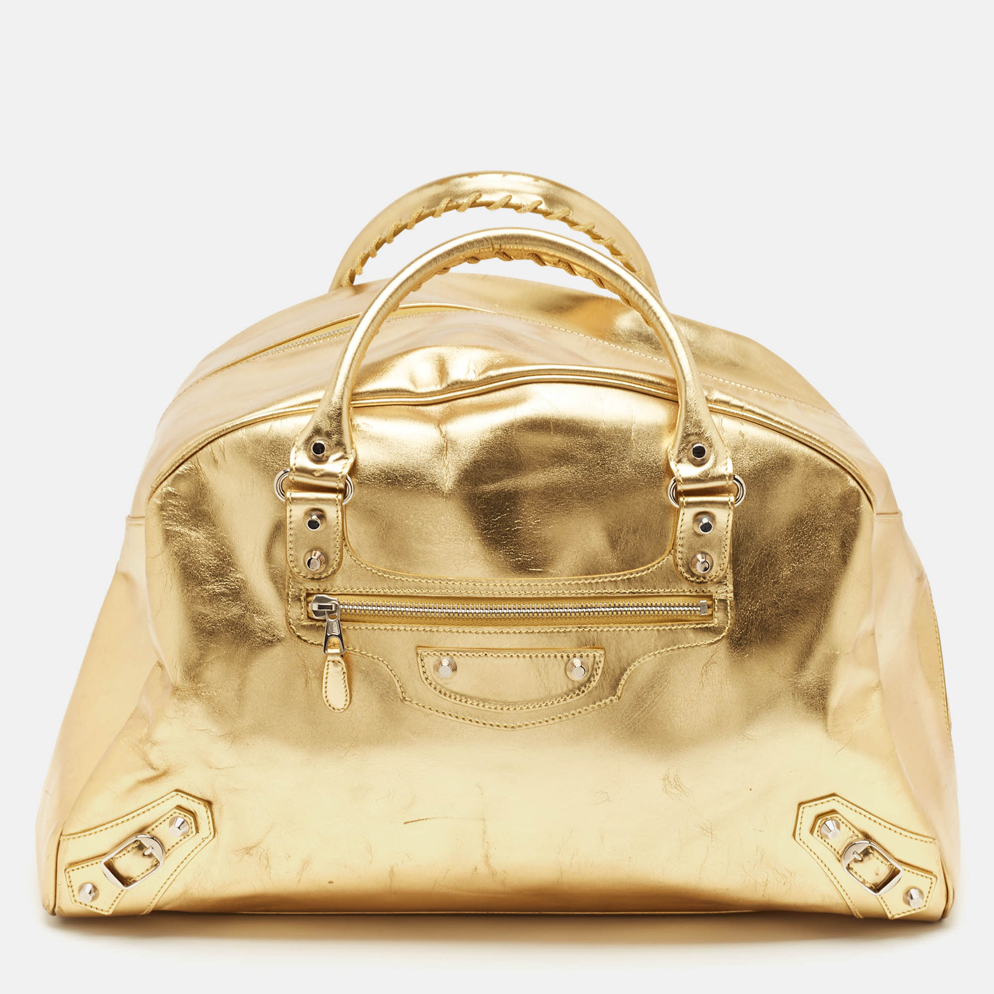 Pre-owned Balenciaga Gold Leather Bowling Bag