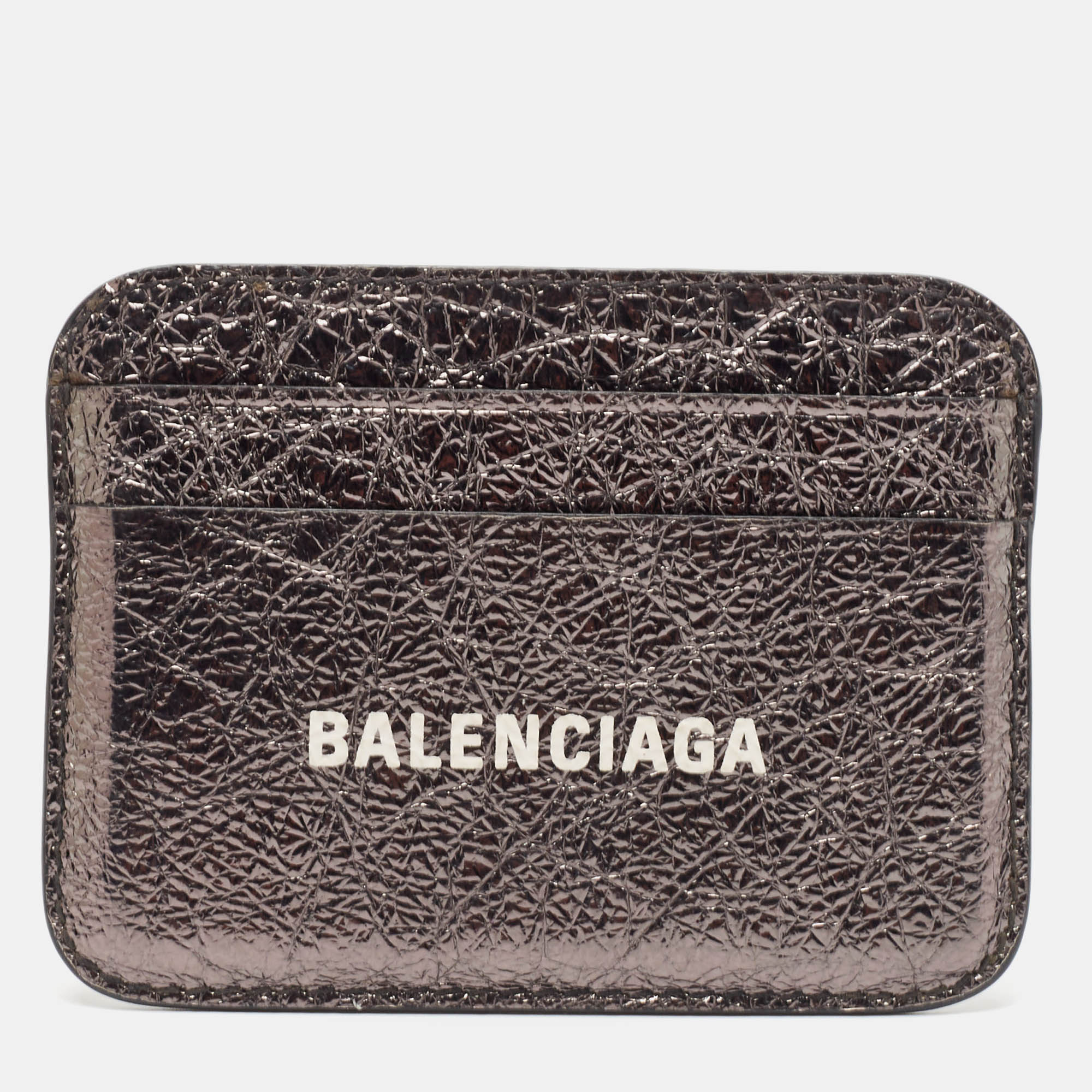 

Balenciaga Metallic Leather Logo Card Holder