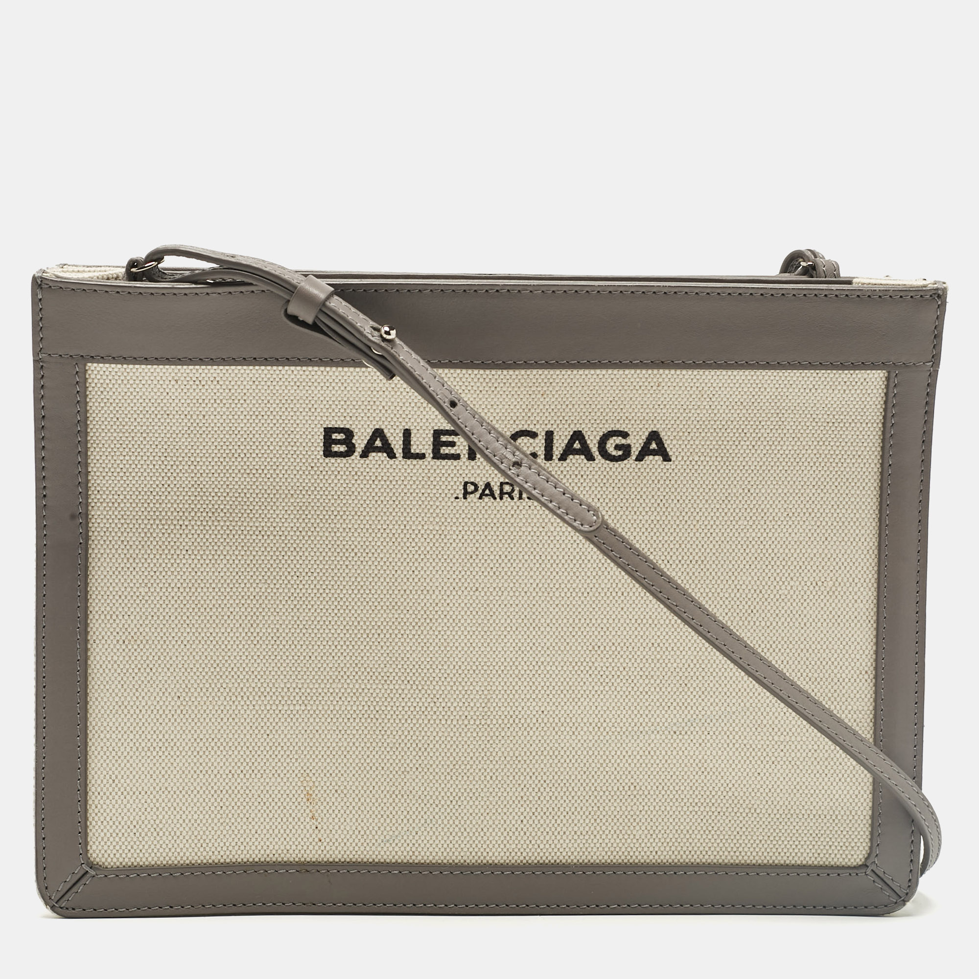 

Balenciaga Grey Canvas and Leather Pochette Crossbody Bag