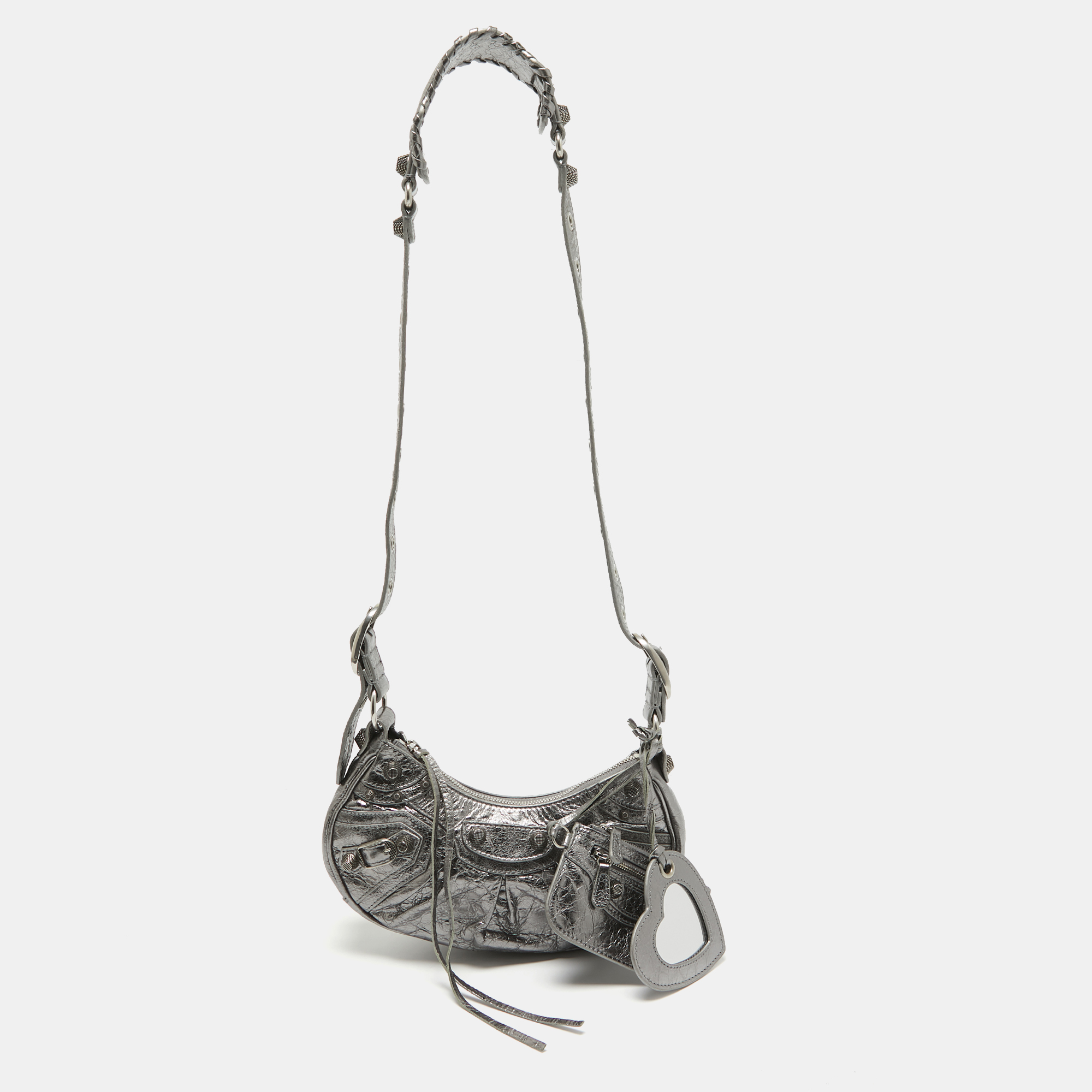 

Balenciaga Metallic Grey Patent Leather  Le Cagole Shoulder Bag