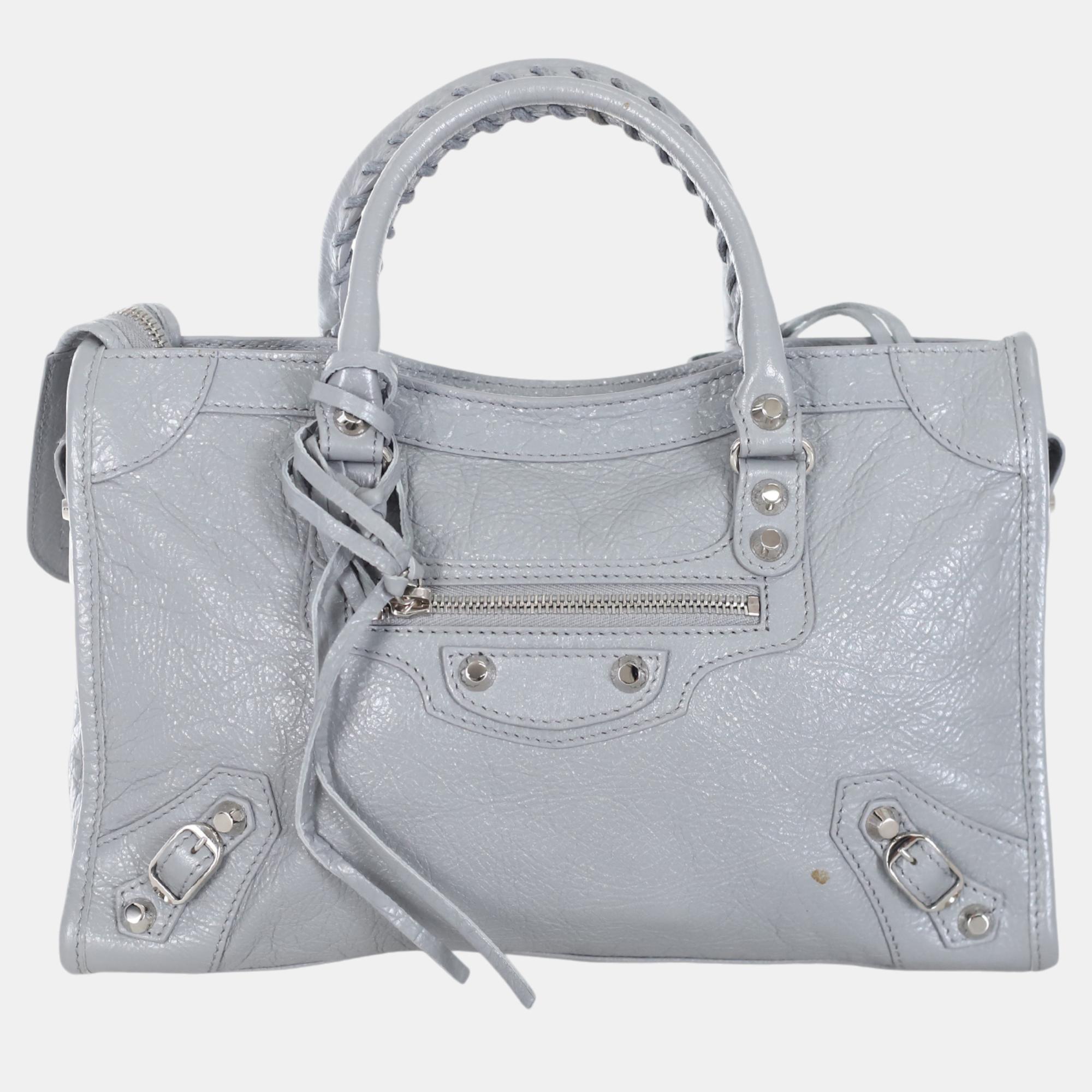 

Balenciaga City Classic  Leather Bag, Grey