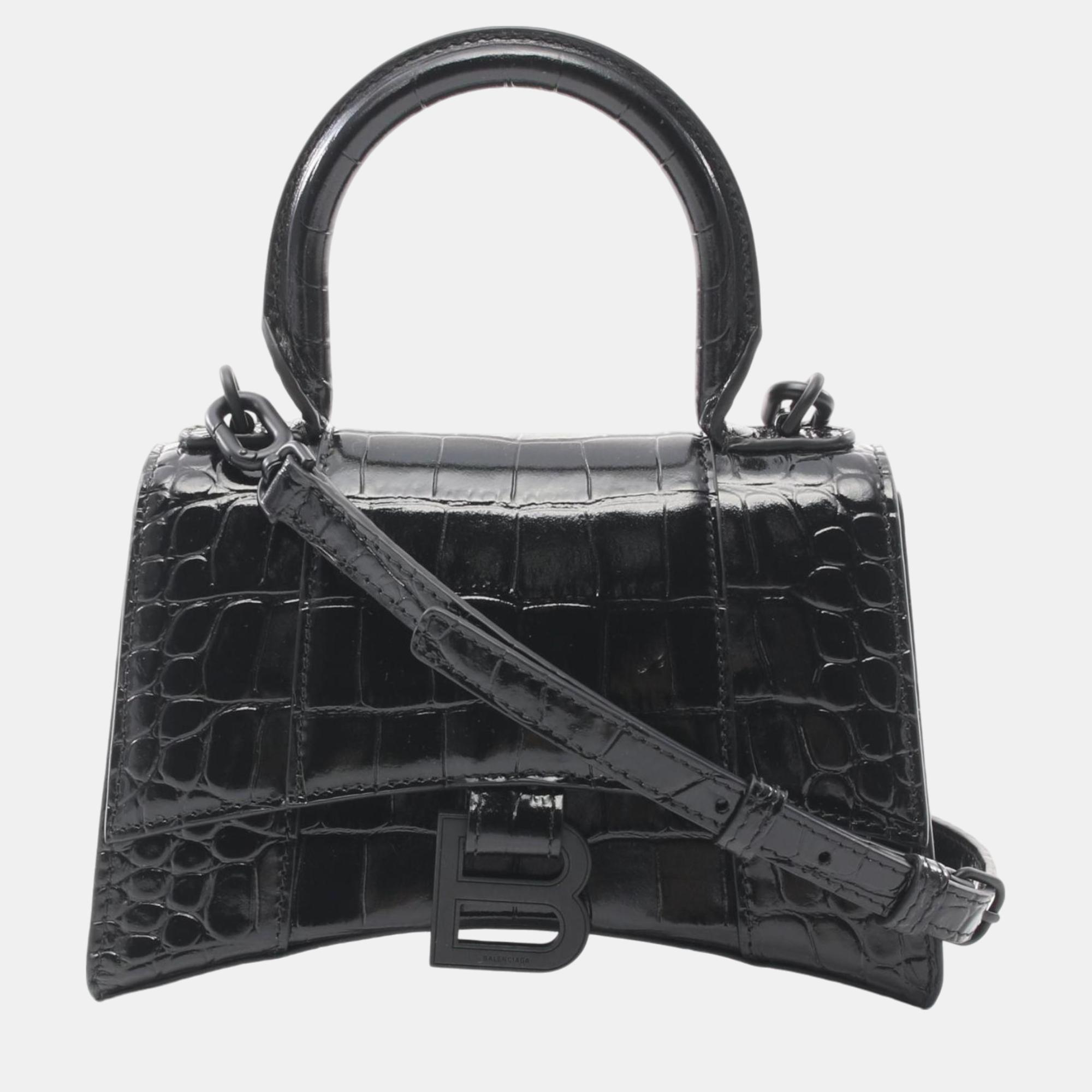 

Balenciaga Hourglass  Leather Black Handbag