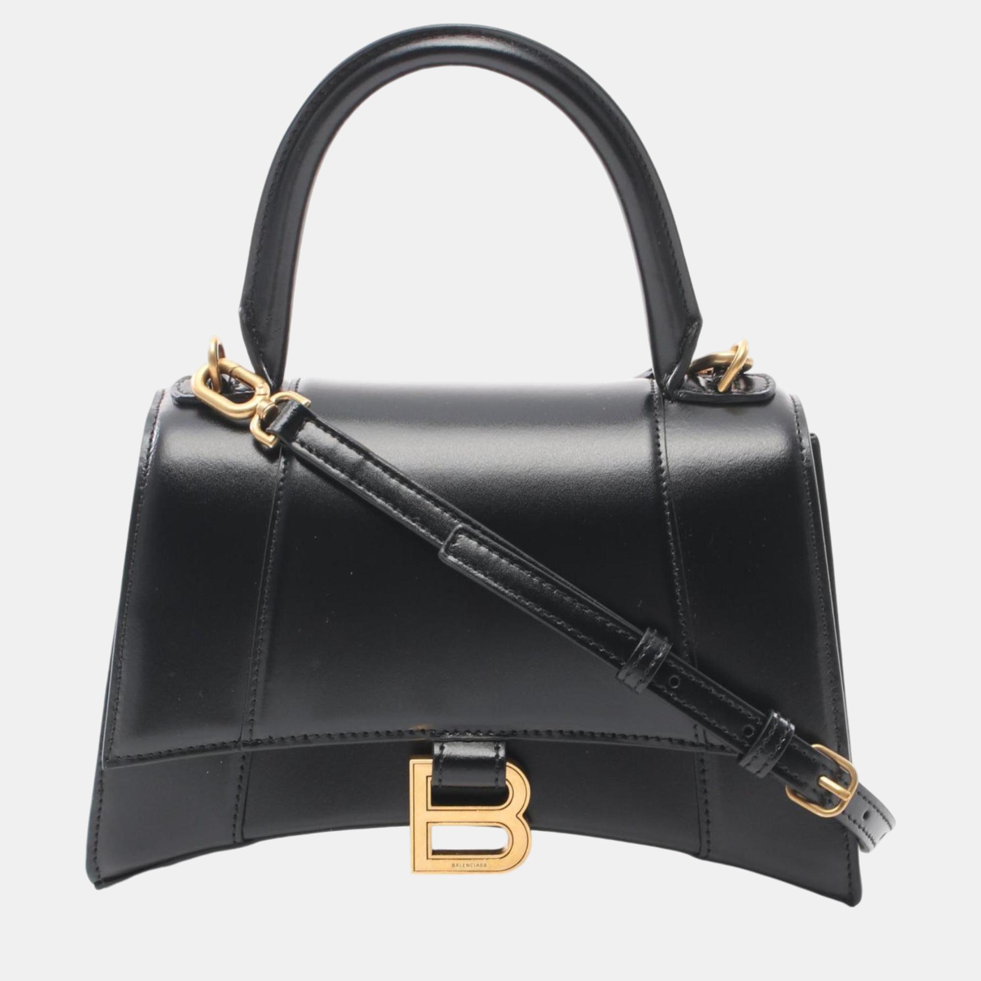 

Balenciaga Hourglass Small Leather Black Handbag