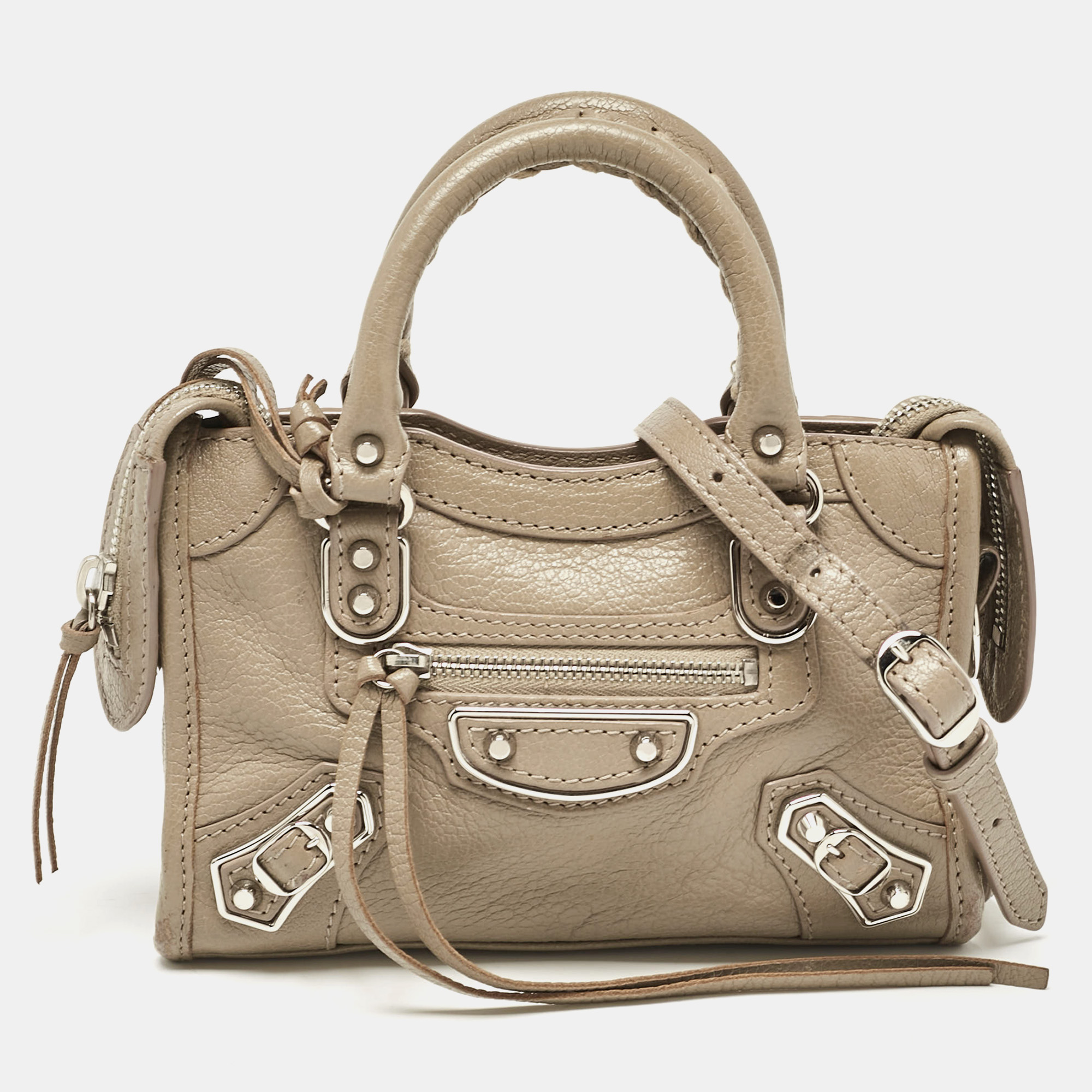 

Balenciaga Beige Leather Nano Metallic Edge Classic City Bag