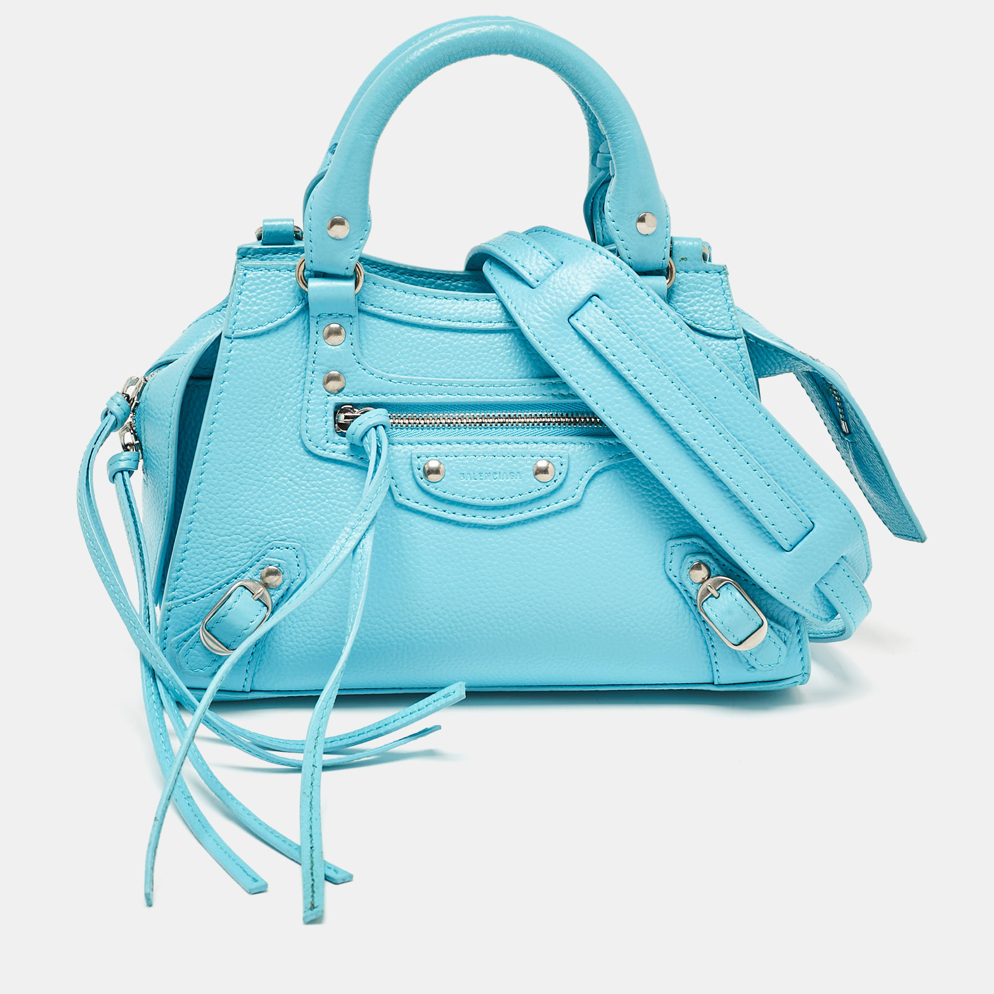 

Balenciaga Light Blue Leather Mini Neo Classic City Tote