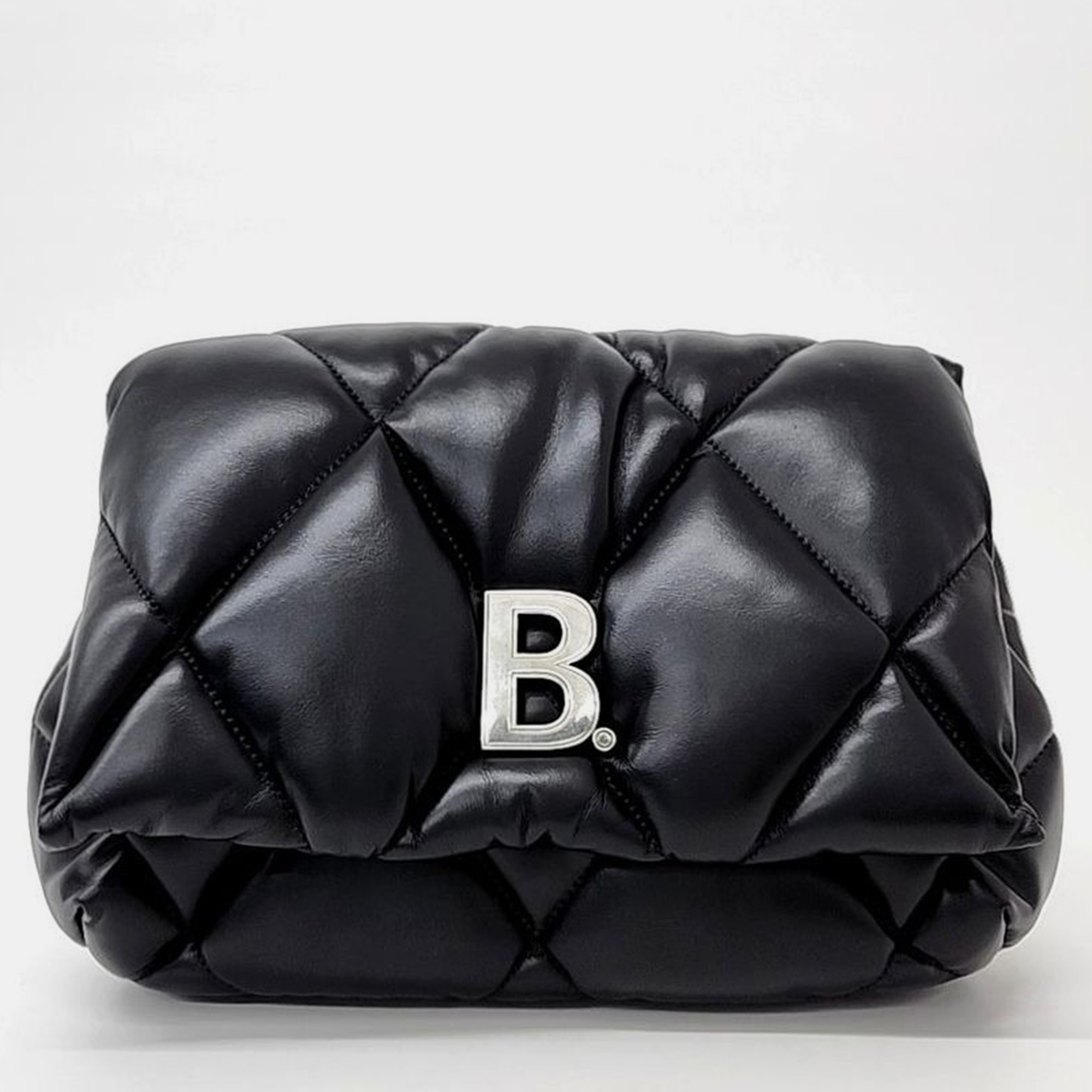 

Balenciaga B logo touch puppy clutch, Black