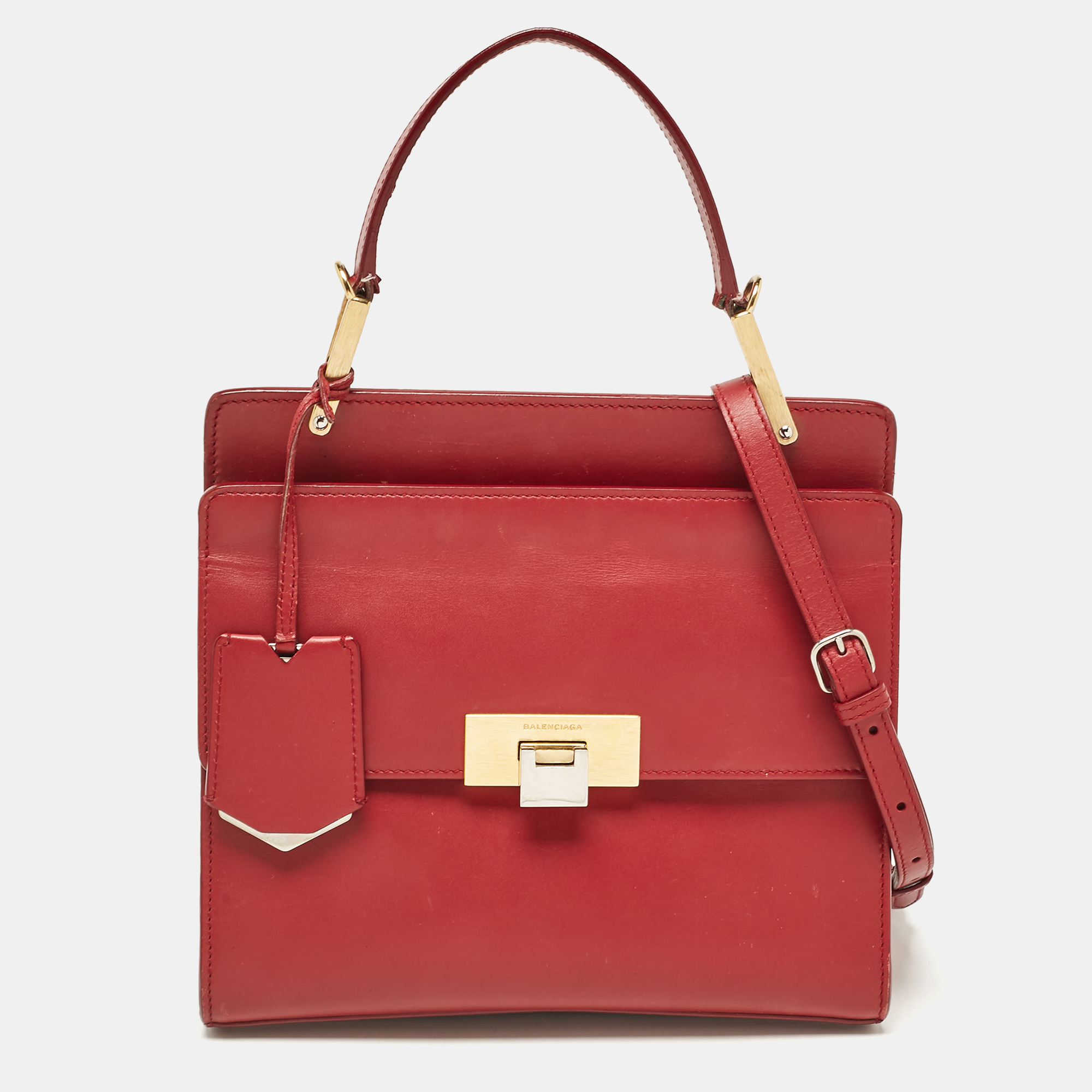 

Balenciaga Red Leather Le Dix Cartable Top Handle Bag