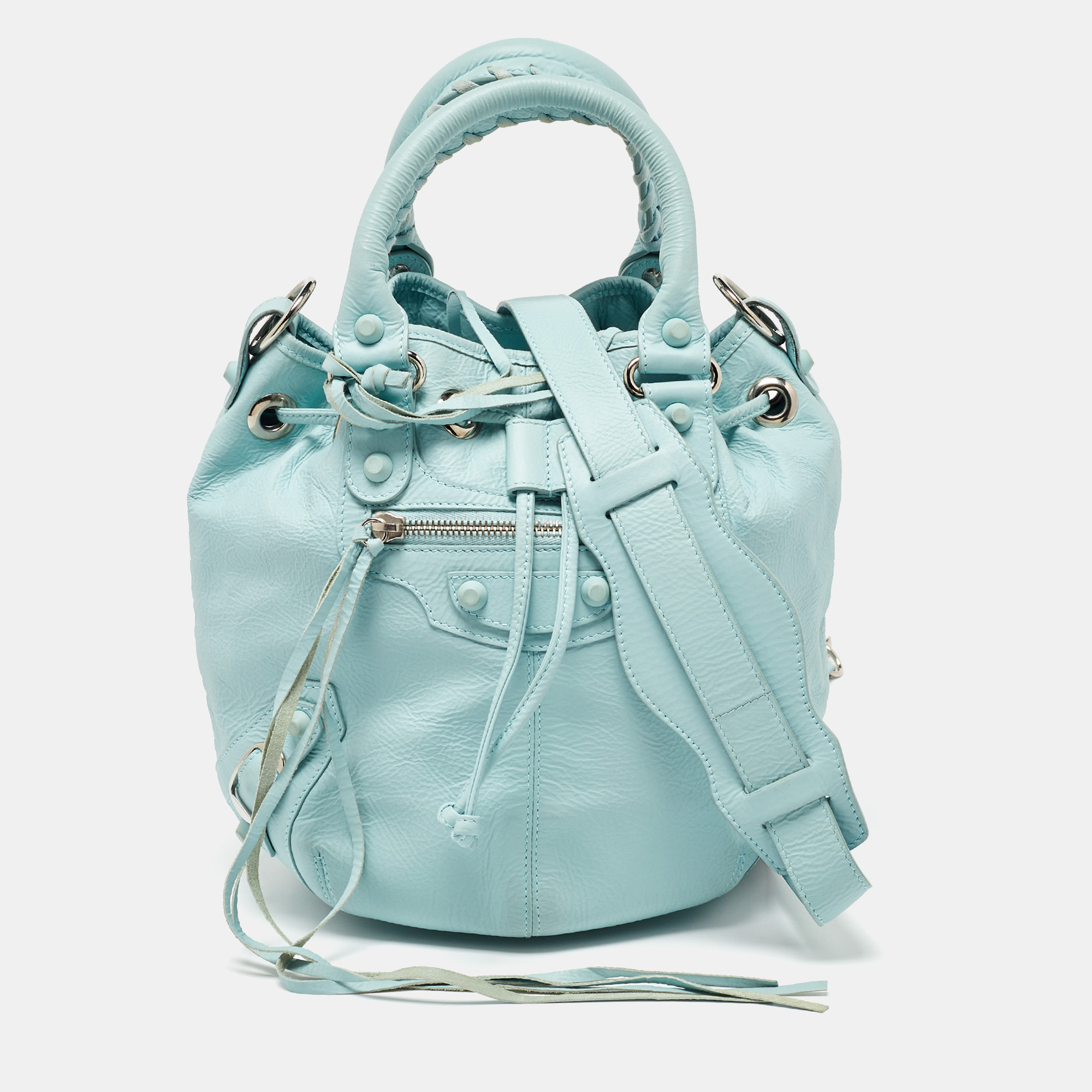 

Balenciaga Light Blue Leather Pompon GSH Hobo