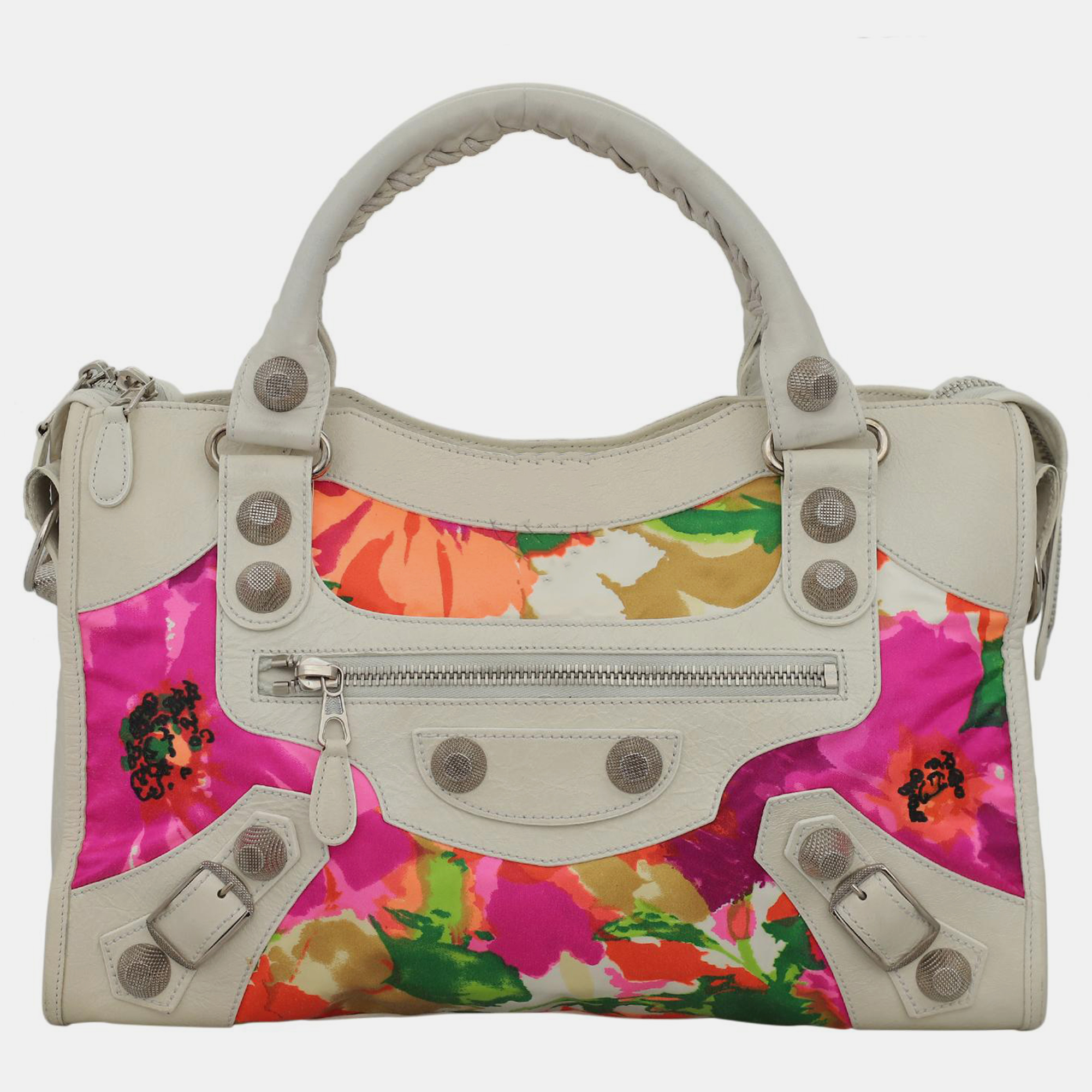 

Balenciaga Floral Satin Leather GSH City Bag, Multicolor