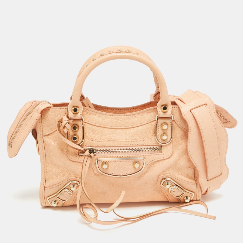 

Balenciaga Peach Leather Mini Classic Metallic Edge City Bag, Orange