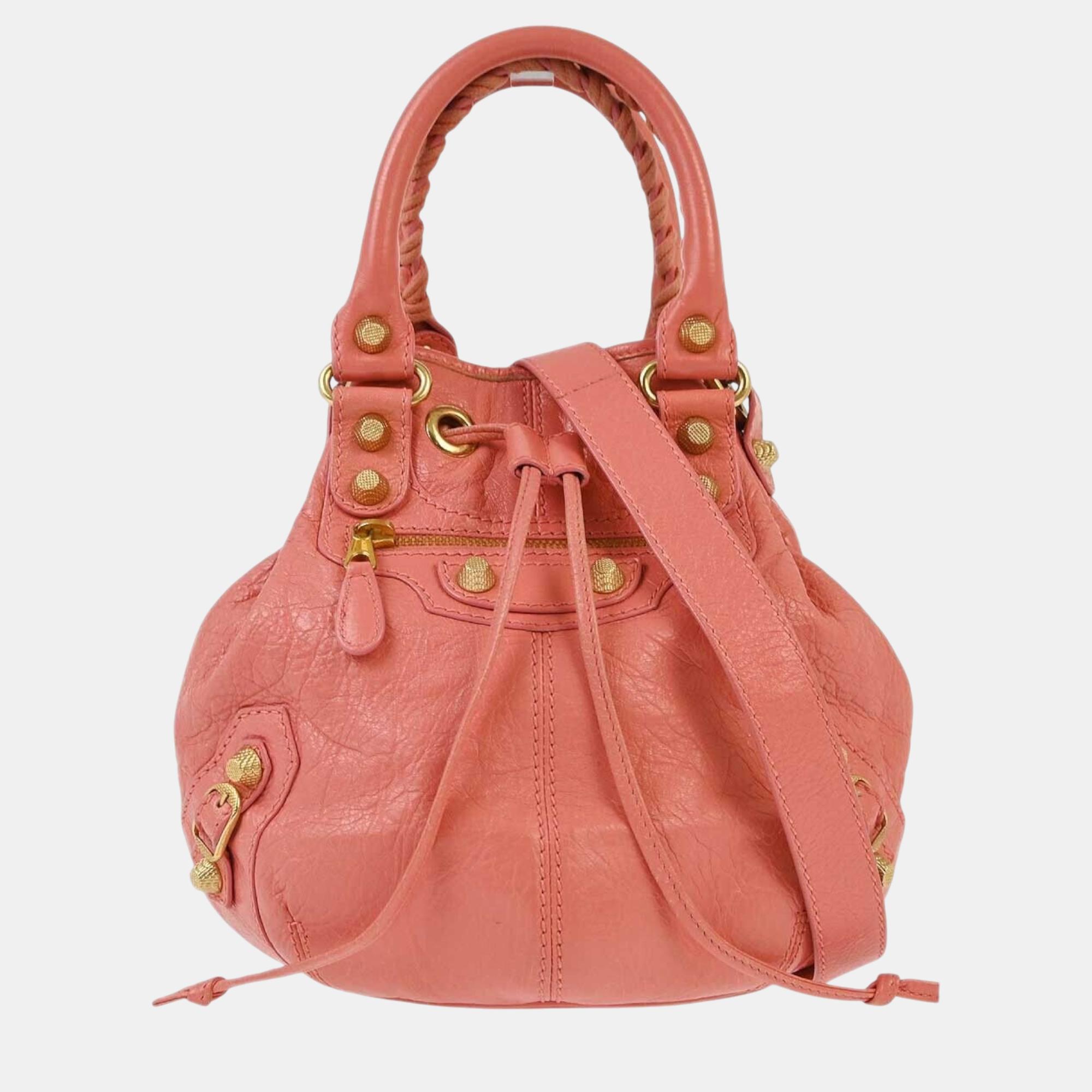 

Balenciaga Pink Goatskin Giant Mini Pompon Handbag