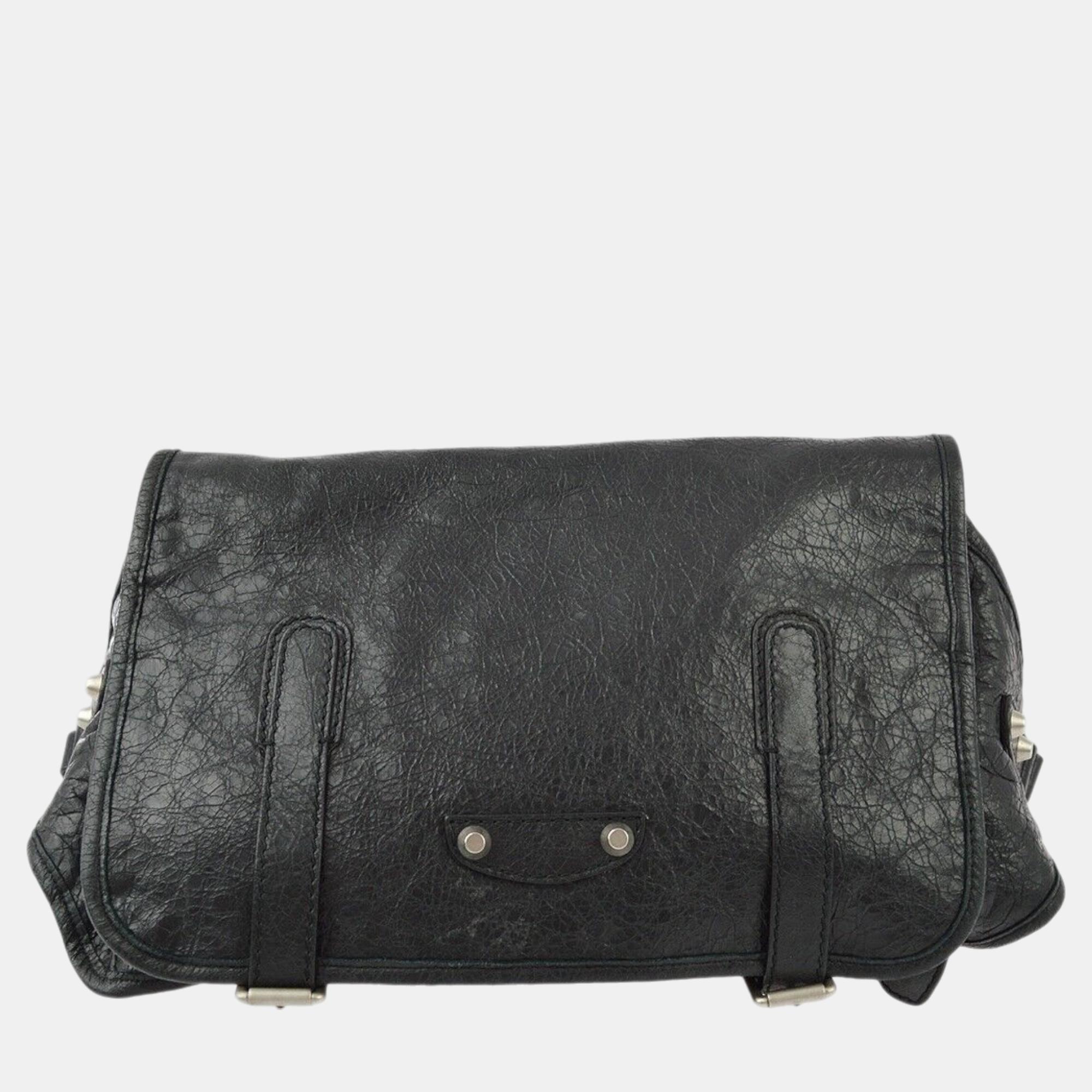 Pre-owned Balenciaga Black Sheepskin Belt Bum Bag