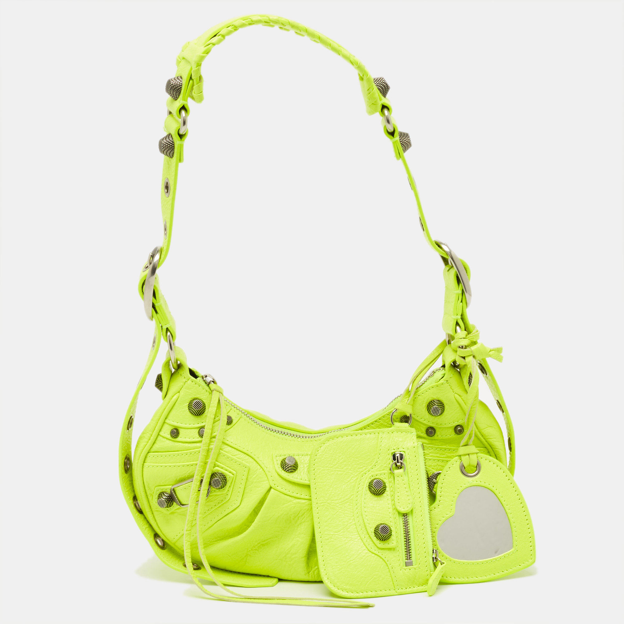 

Balenciaga Neon Green Leather  Le Cagole Shoulder Bag