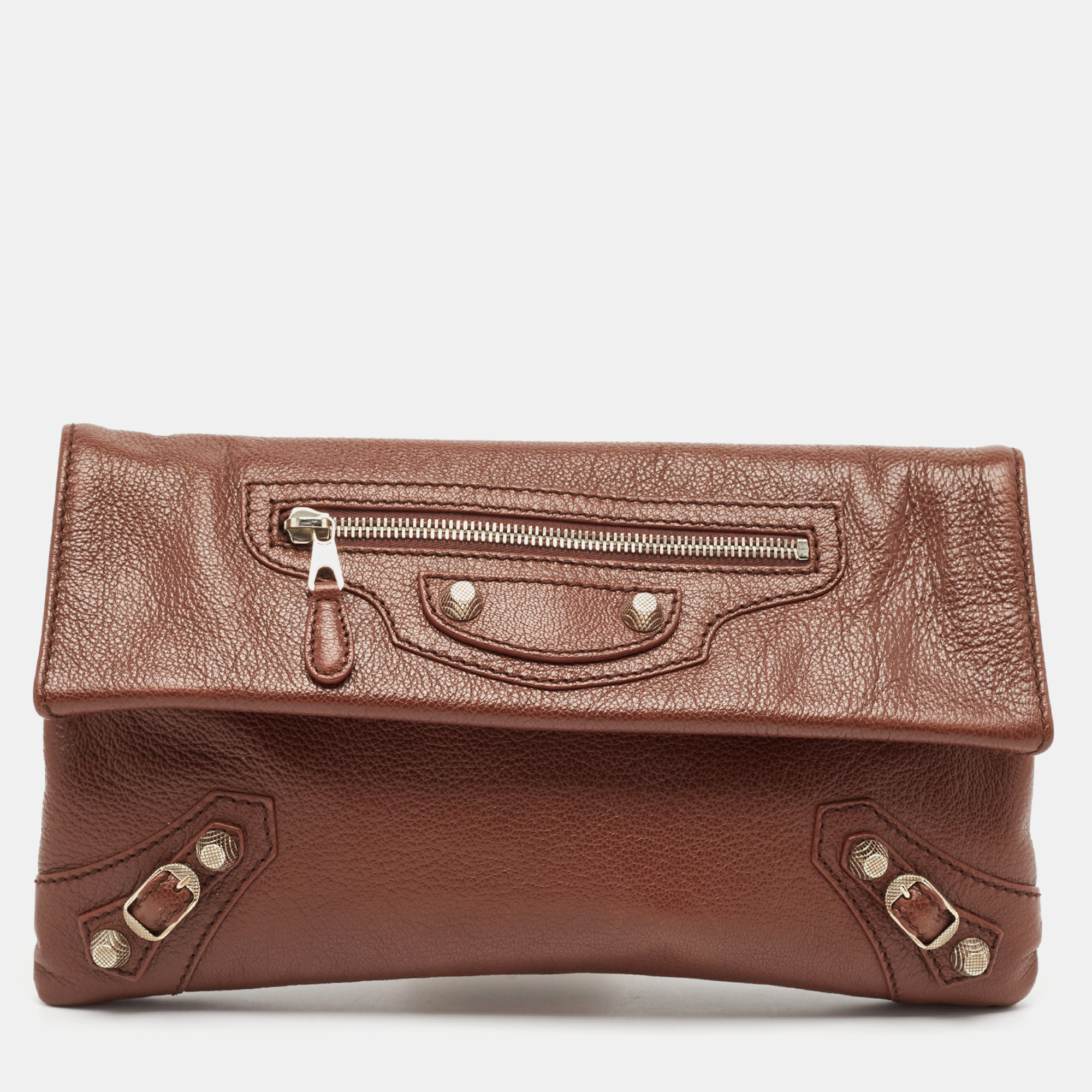 

Balenciaga Brown Leather RH Classic Envelope Clutch