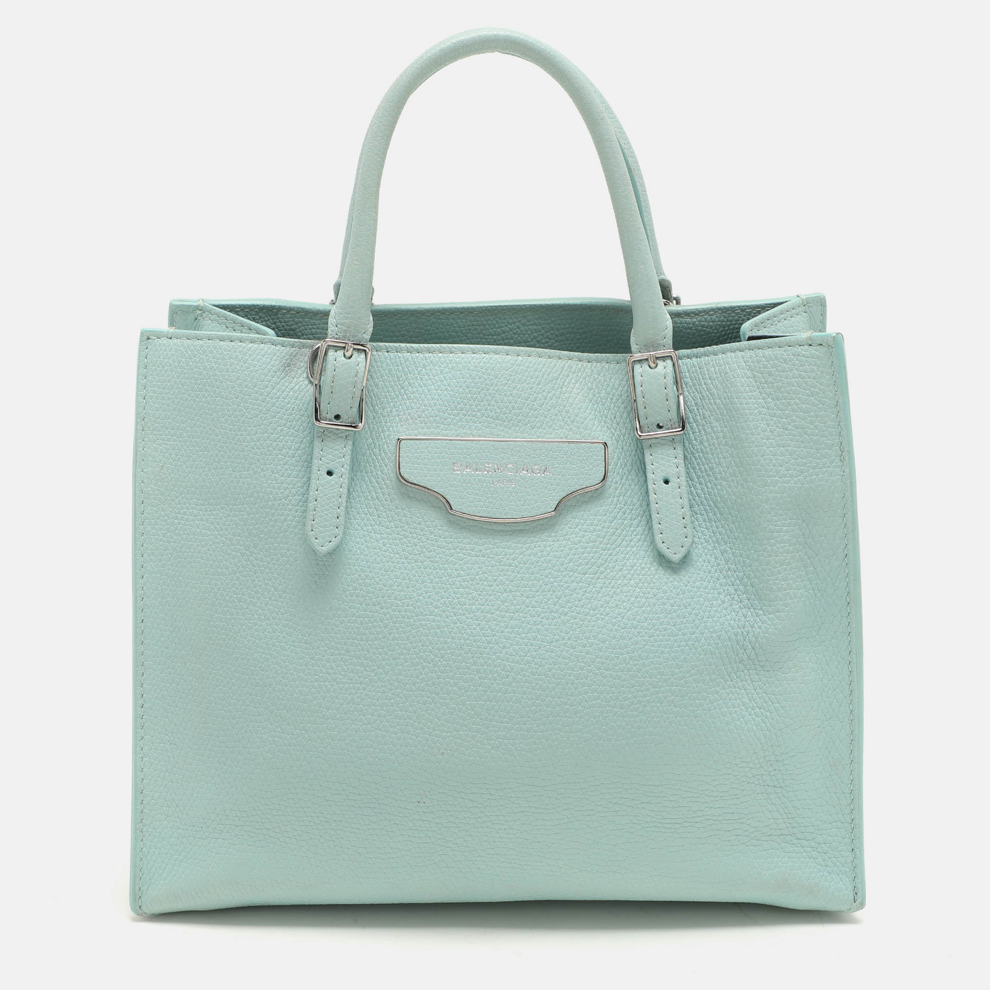 

Balenciaga Mint Green Leather Mini Papier A4 Zip Around Bag