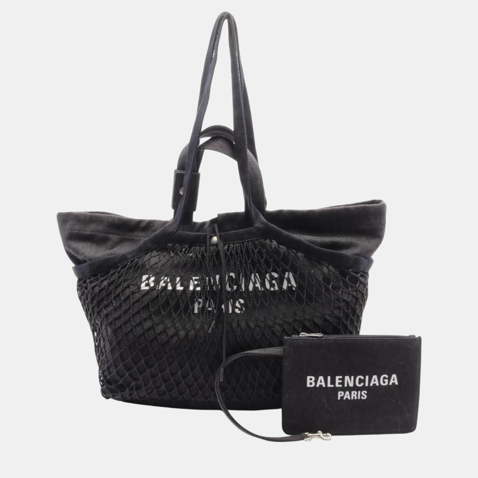 Pre-owned Balenciaga Denim Nylon Black Medium Tote Bag