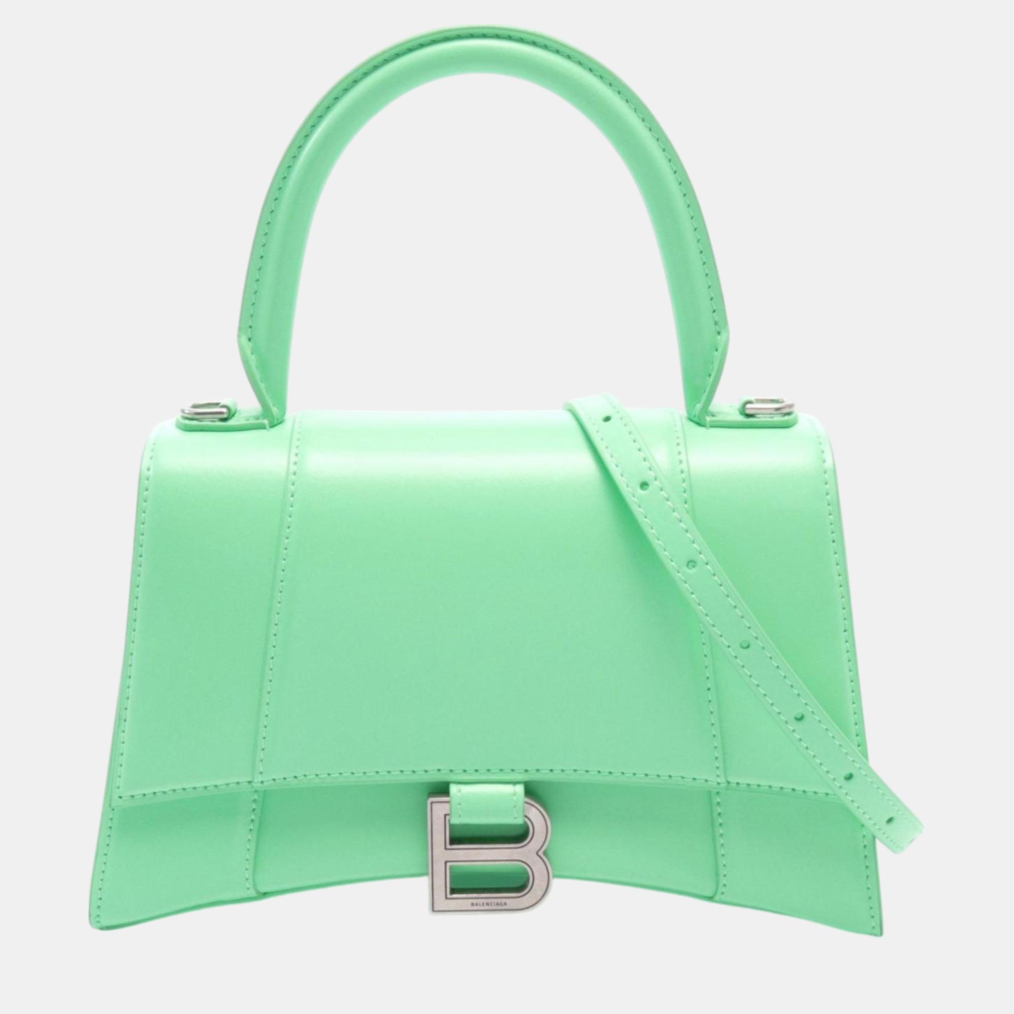 

Balenciaga Leather Green HOURGLASS Small Handbag