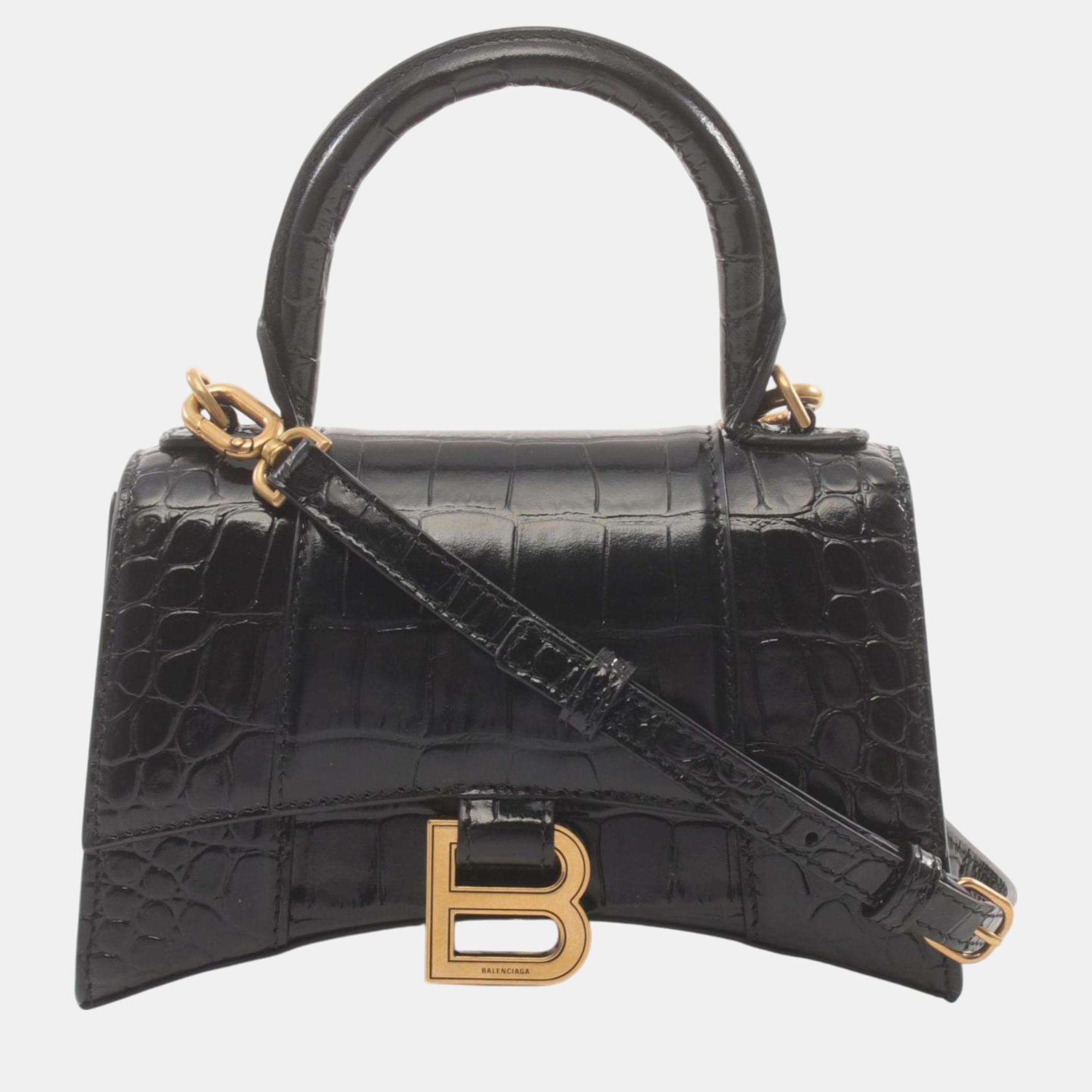 

Balenciaga Leather Black HOURGLASS  Handbag