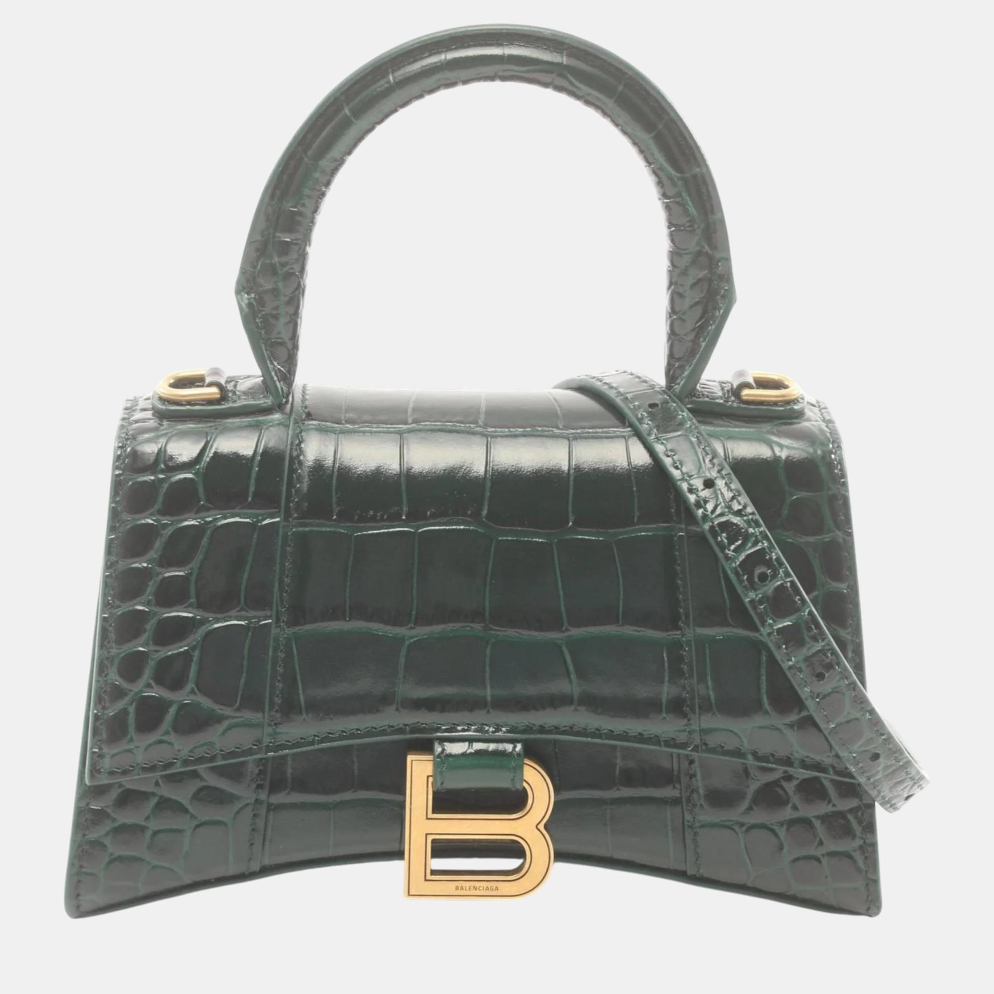 

Balenciaga Leather Green HOURGLASS  Handbag