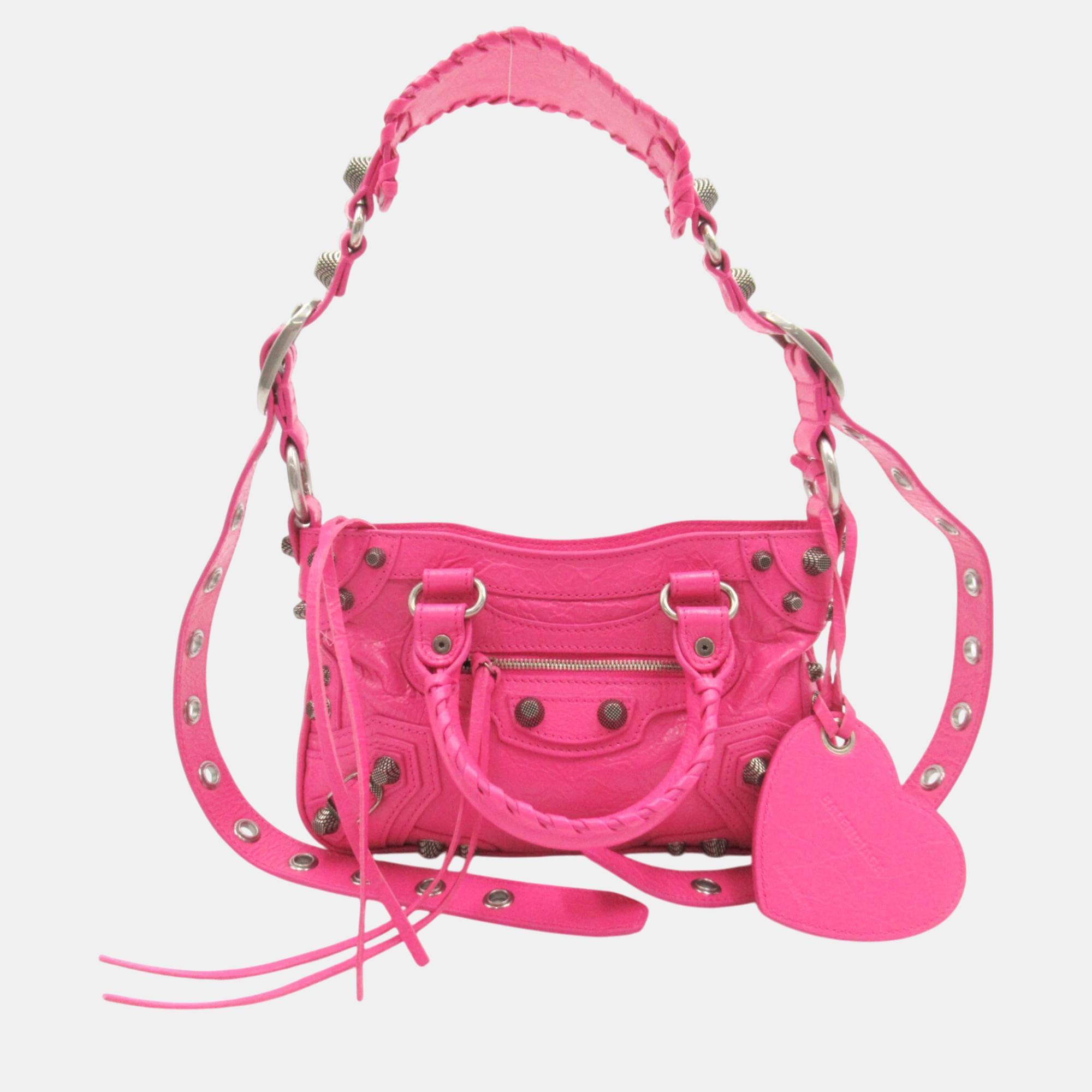 

Balenciaga Pink leather Neo Cagoule Mini Tote Bag