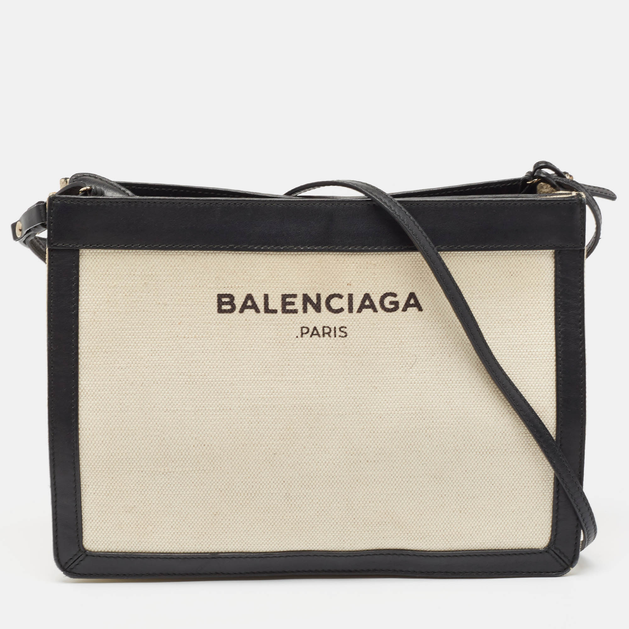 

Balenciaga Black/Beige Canvas Pochette Crossbody Bag