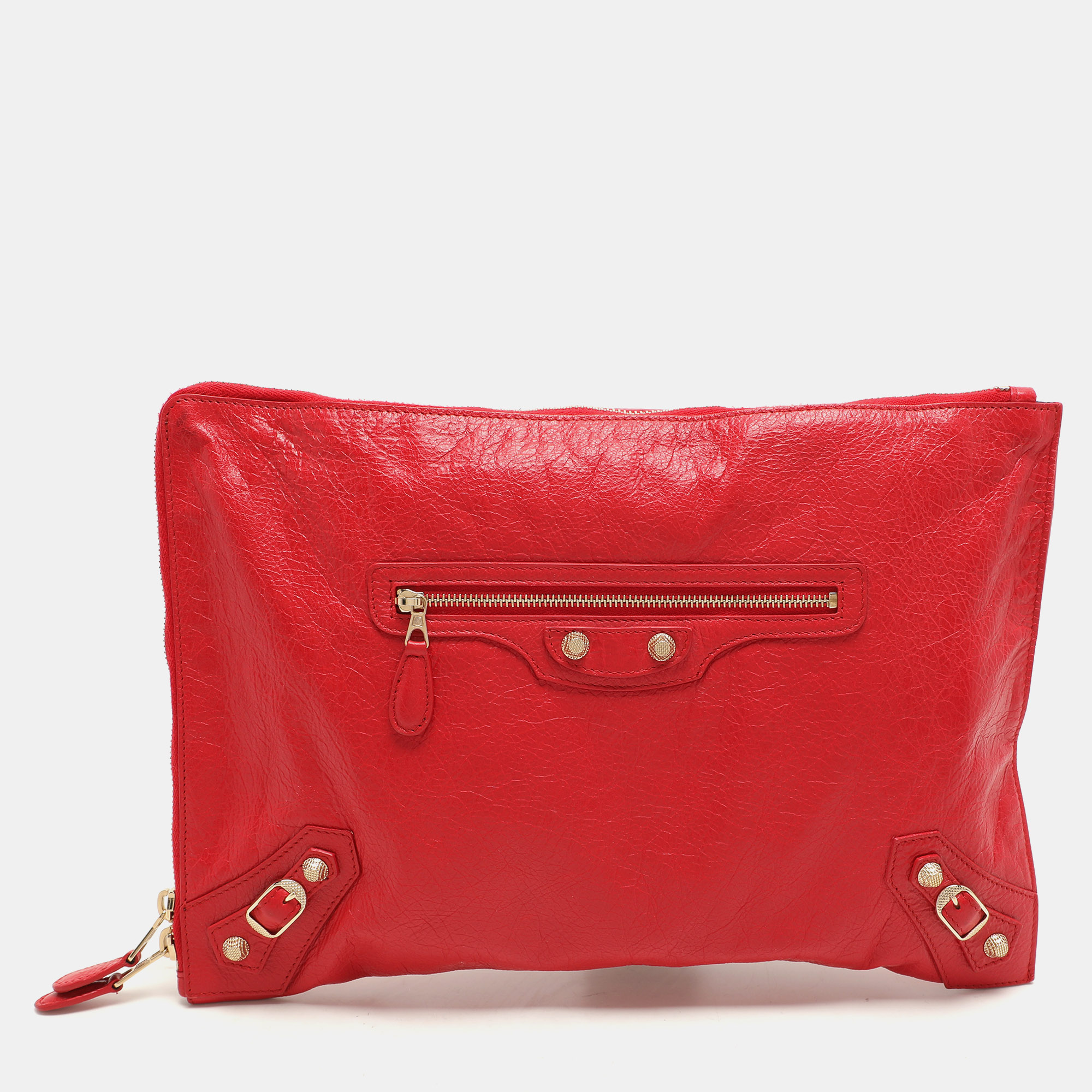 

Balenciaga Red Leather Papier Clutch