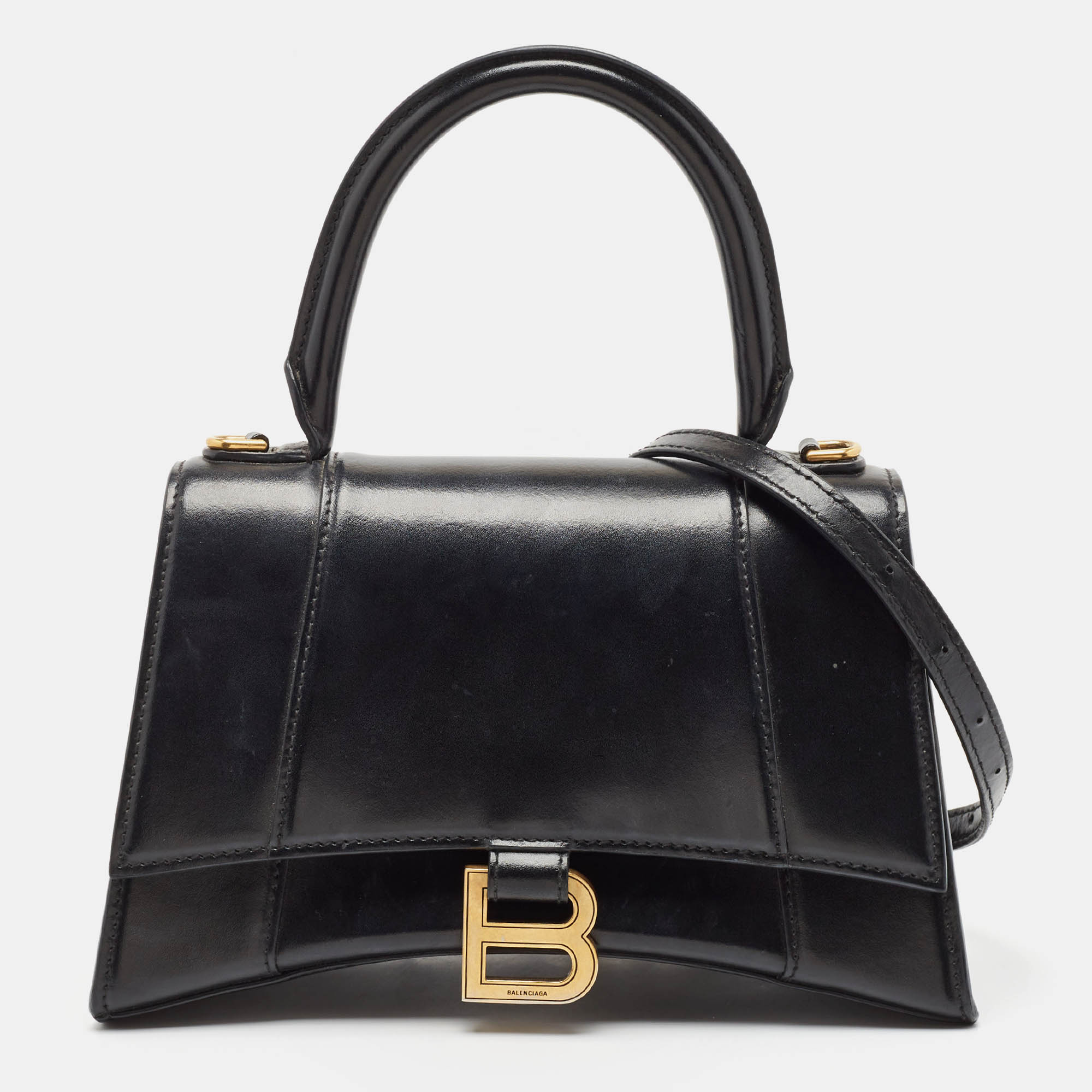 

Balenciaga Black Leather  Hourglass Top Handle Bag