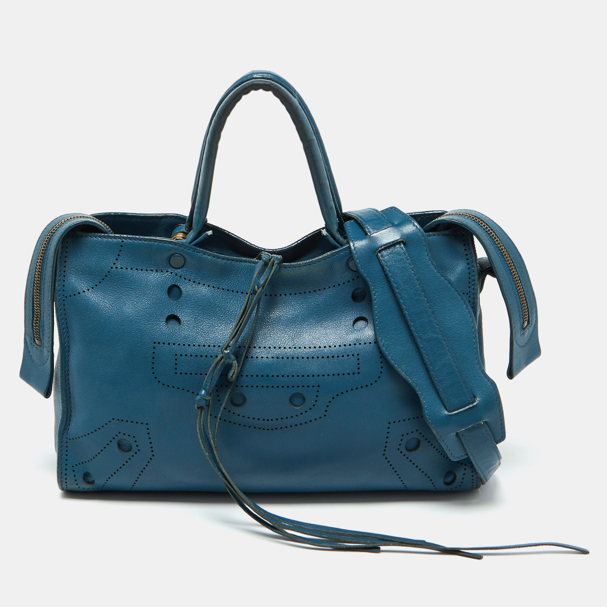 

Balenciaga Blue Leather Blackout City Tote