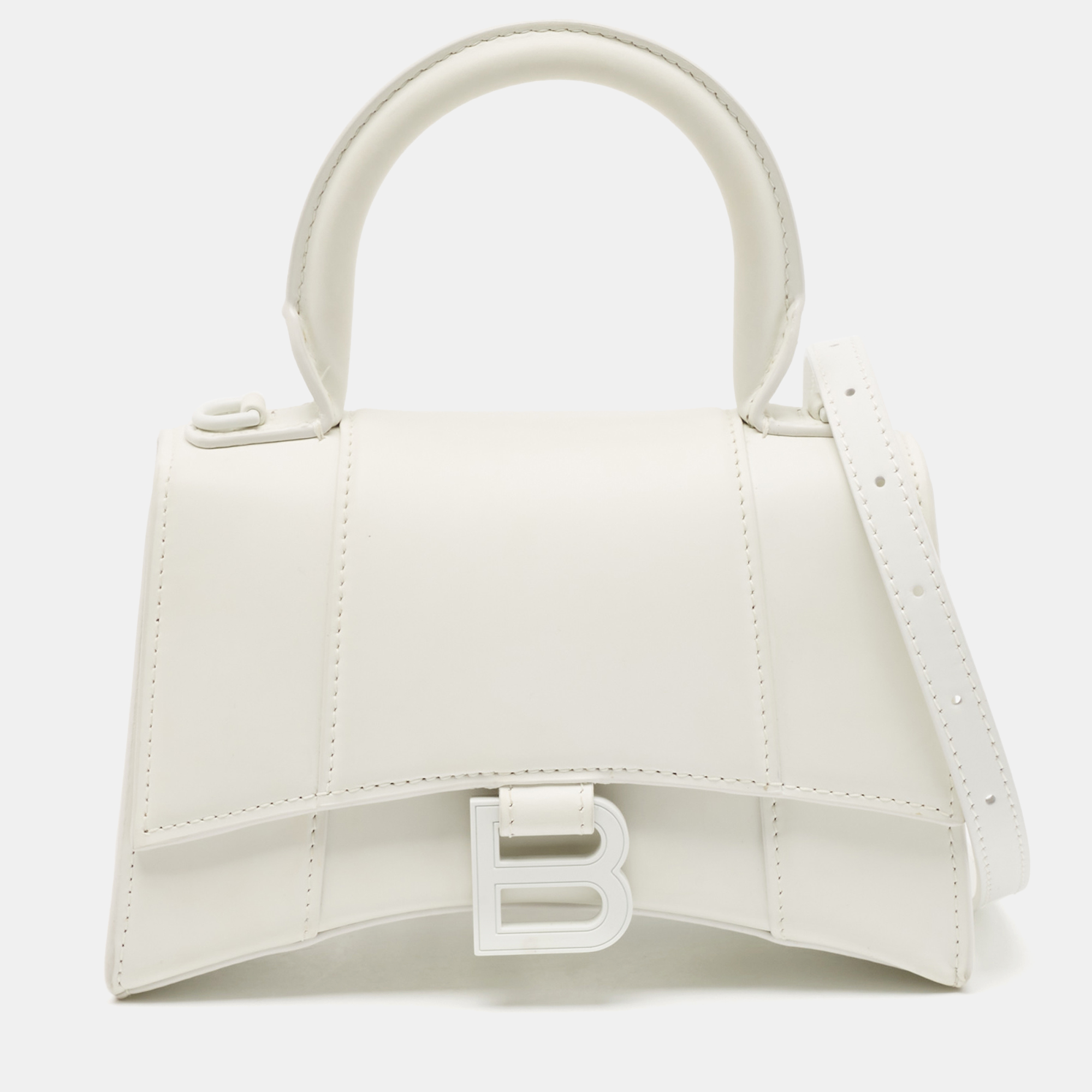 

Balenciaga White Leather  Hourglass Top Handle Bag