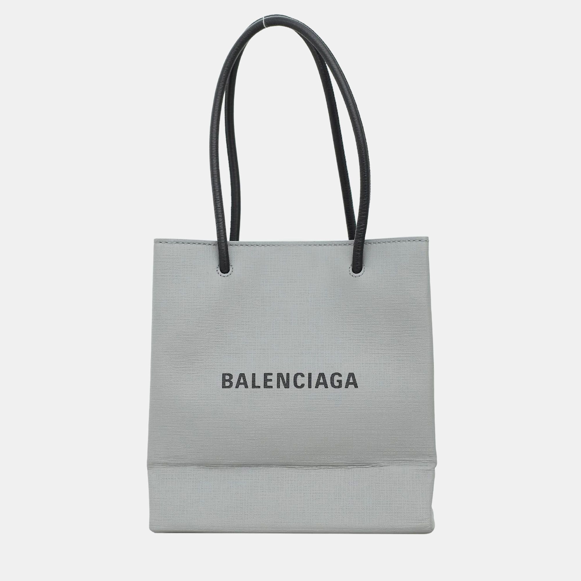 

Balenciaga Leather  Shopping Bag, Grey